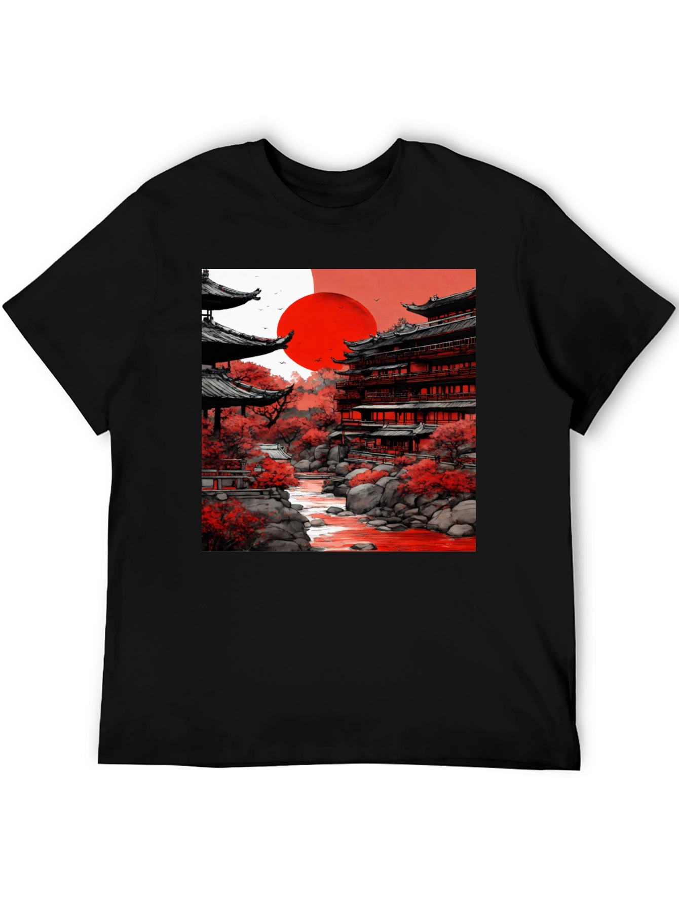 Japanese Temple T-Shirt - Red Sun Tee