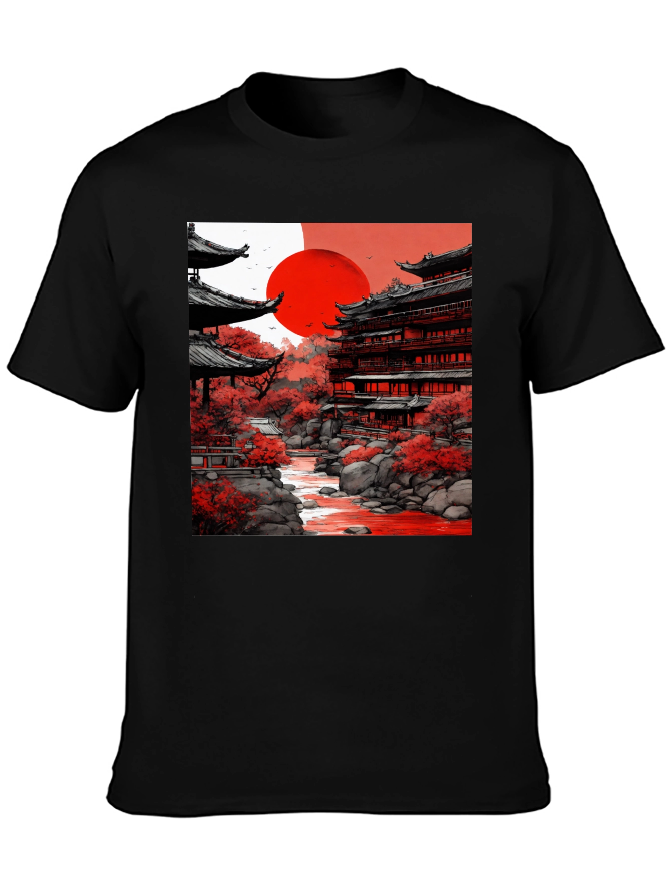 Japanese Temple T-Shirt - Red Sun Tee