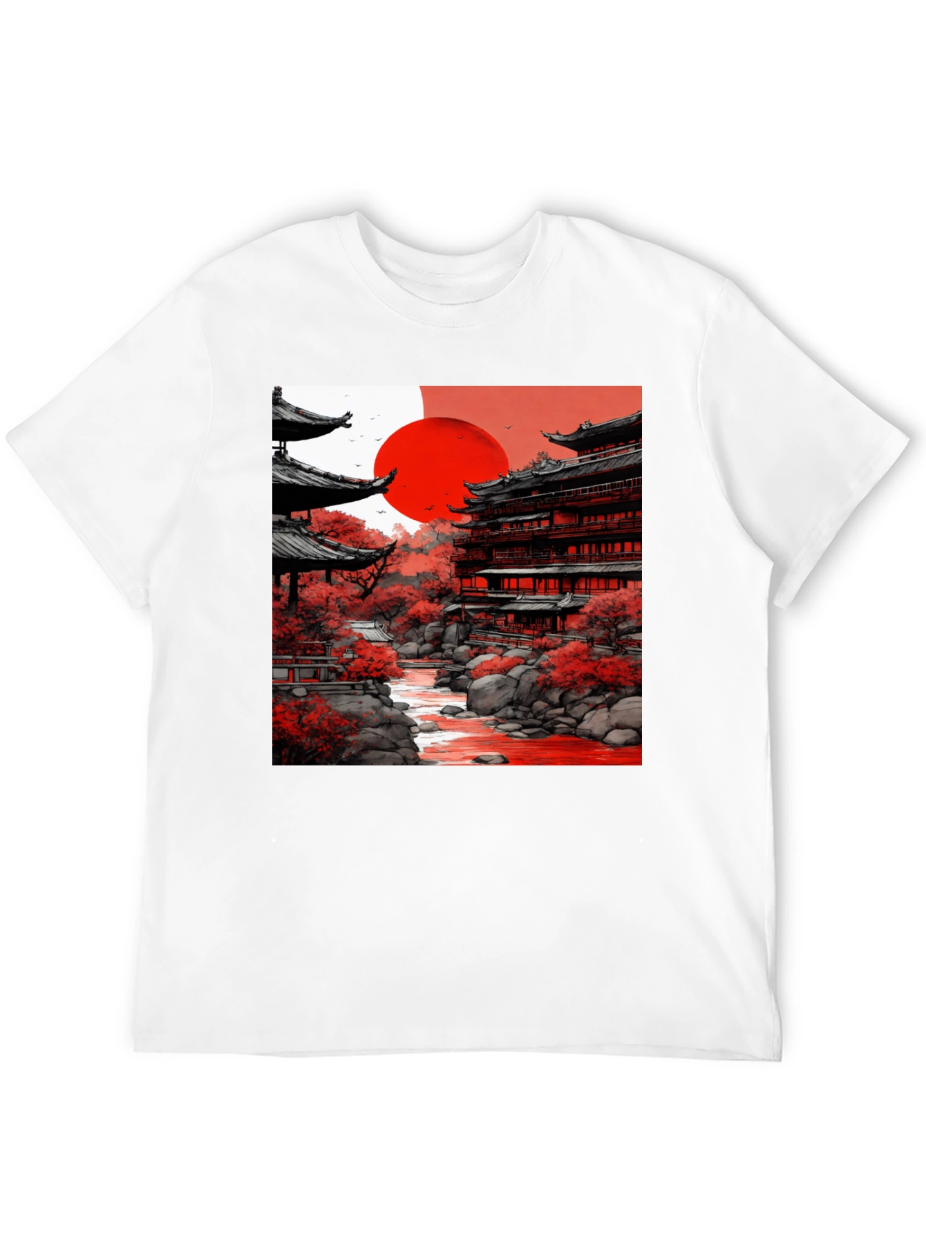 Japanese Temple T-Shirt - Red Sun Tee