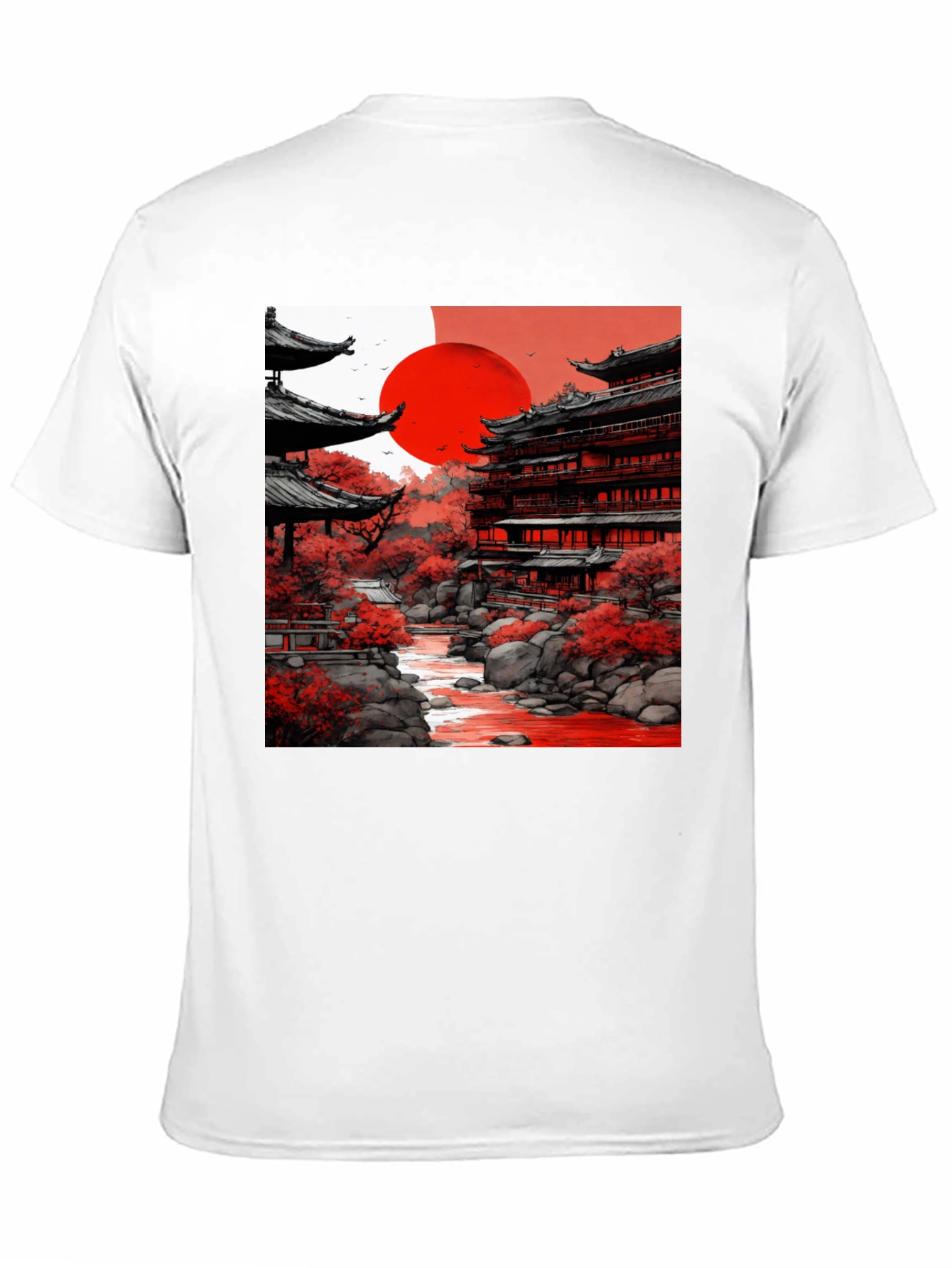 Japanese Temple T-Shirt - Red Sun Tee