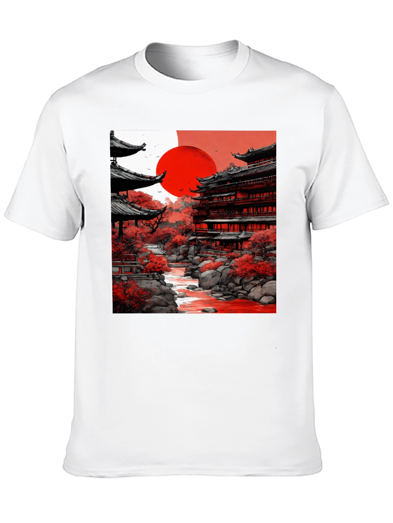 Japanese Temple T-Shirt - Red Sun Tee