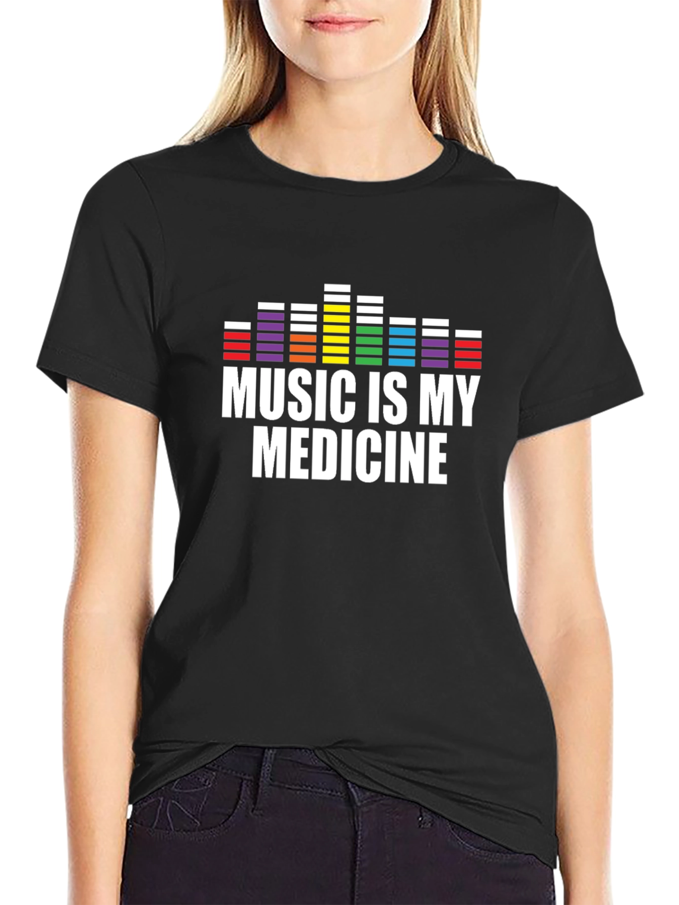 Music is My Medicine Black Graphic T-Shirt