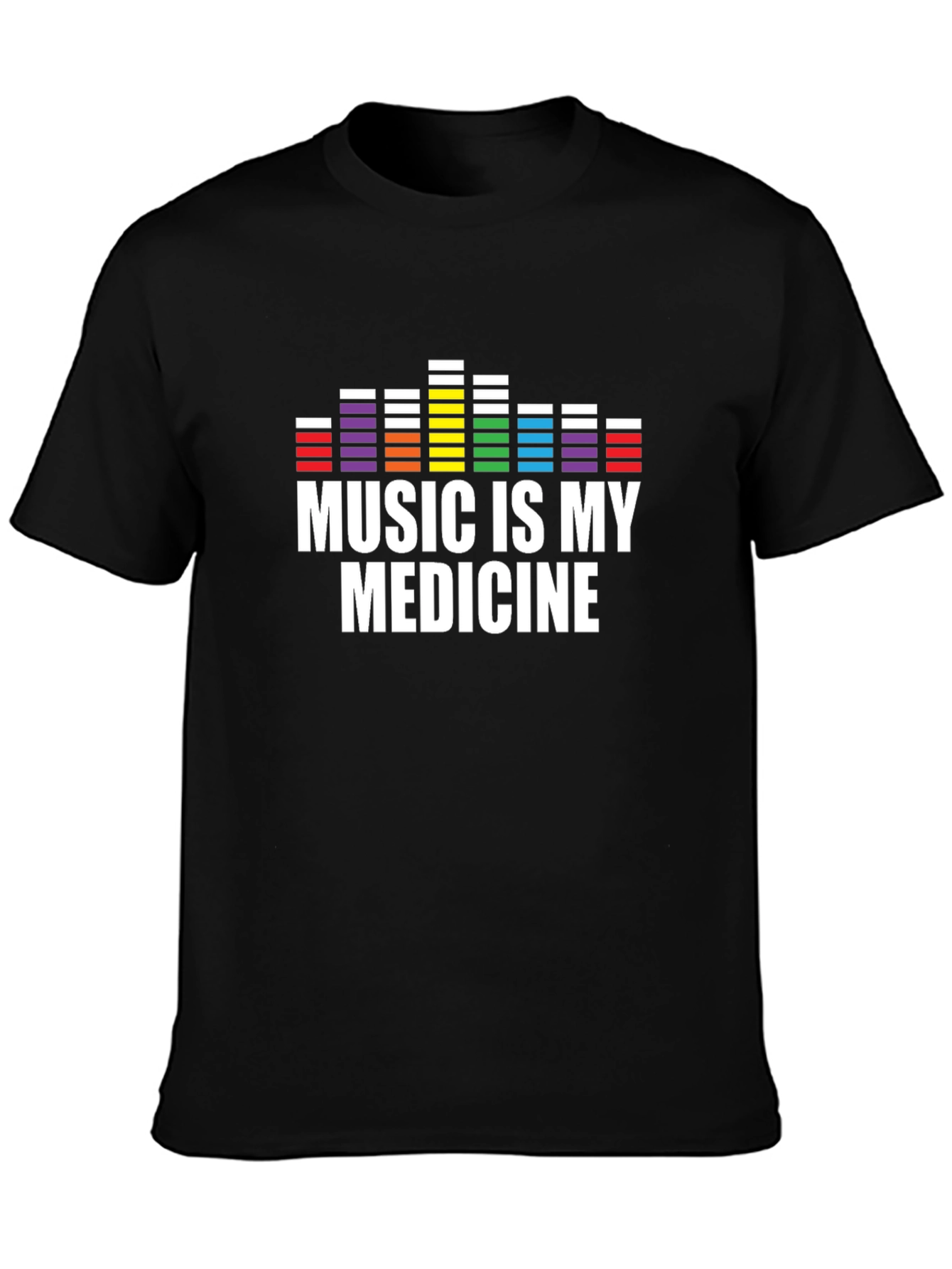 Music is My Medicine Black Graphic T-Shirt