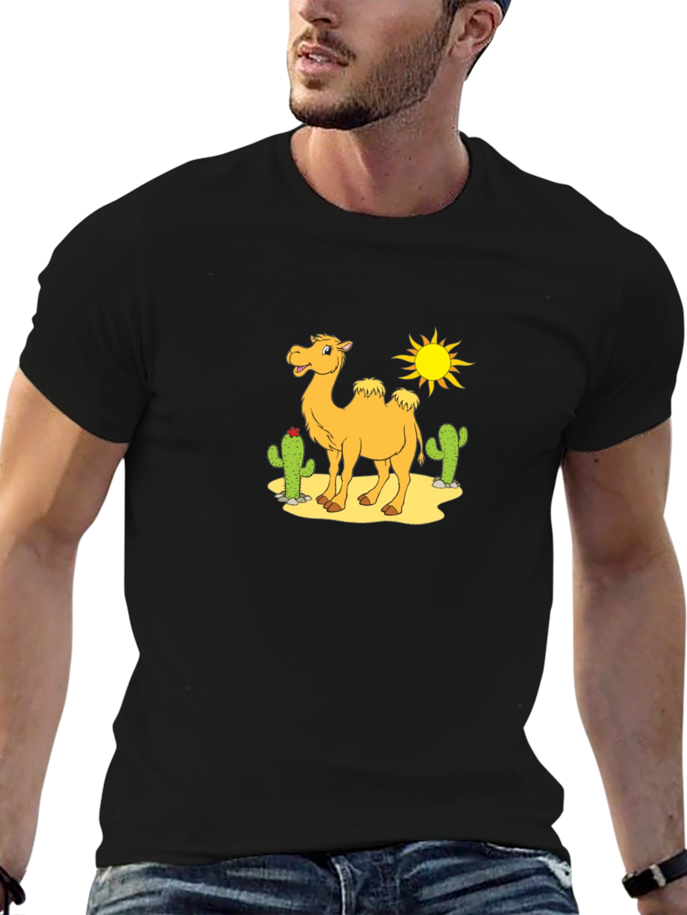 Desert Camel Cartoon Graphic T-Shirt