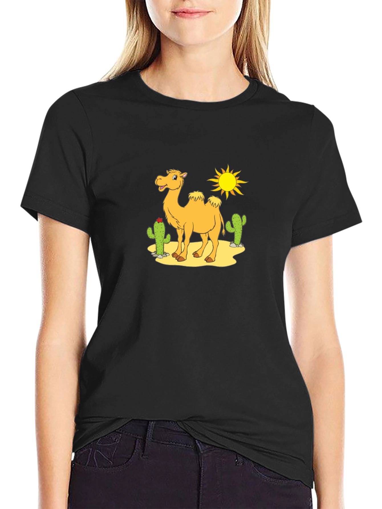Desert Camel Cartoon Graphic T-Shirt