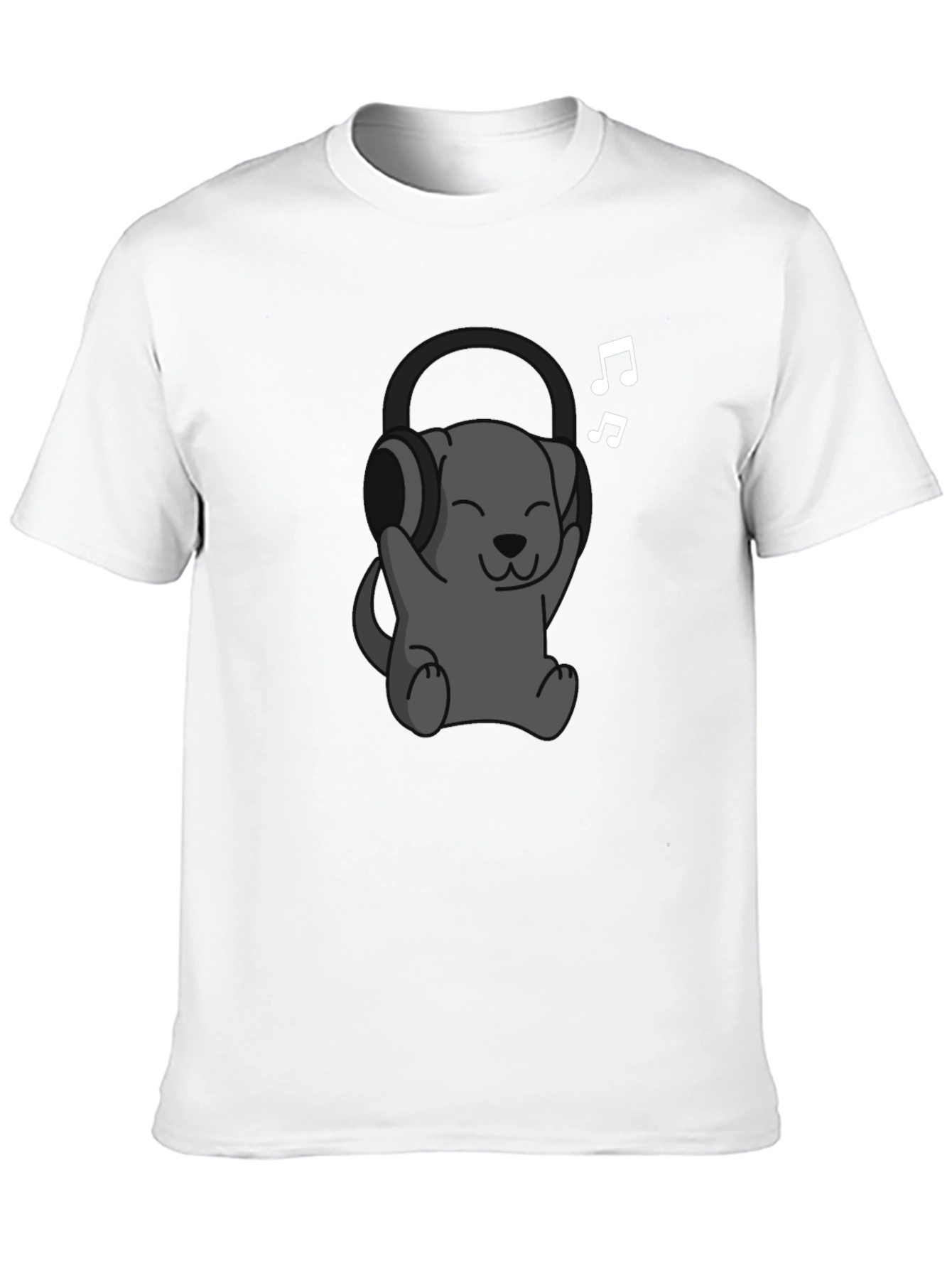 Cartoon Dog Wearing Headphones T-Shirt