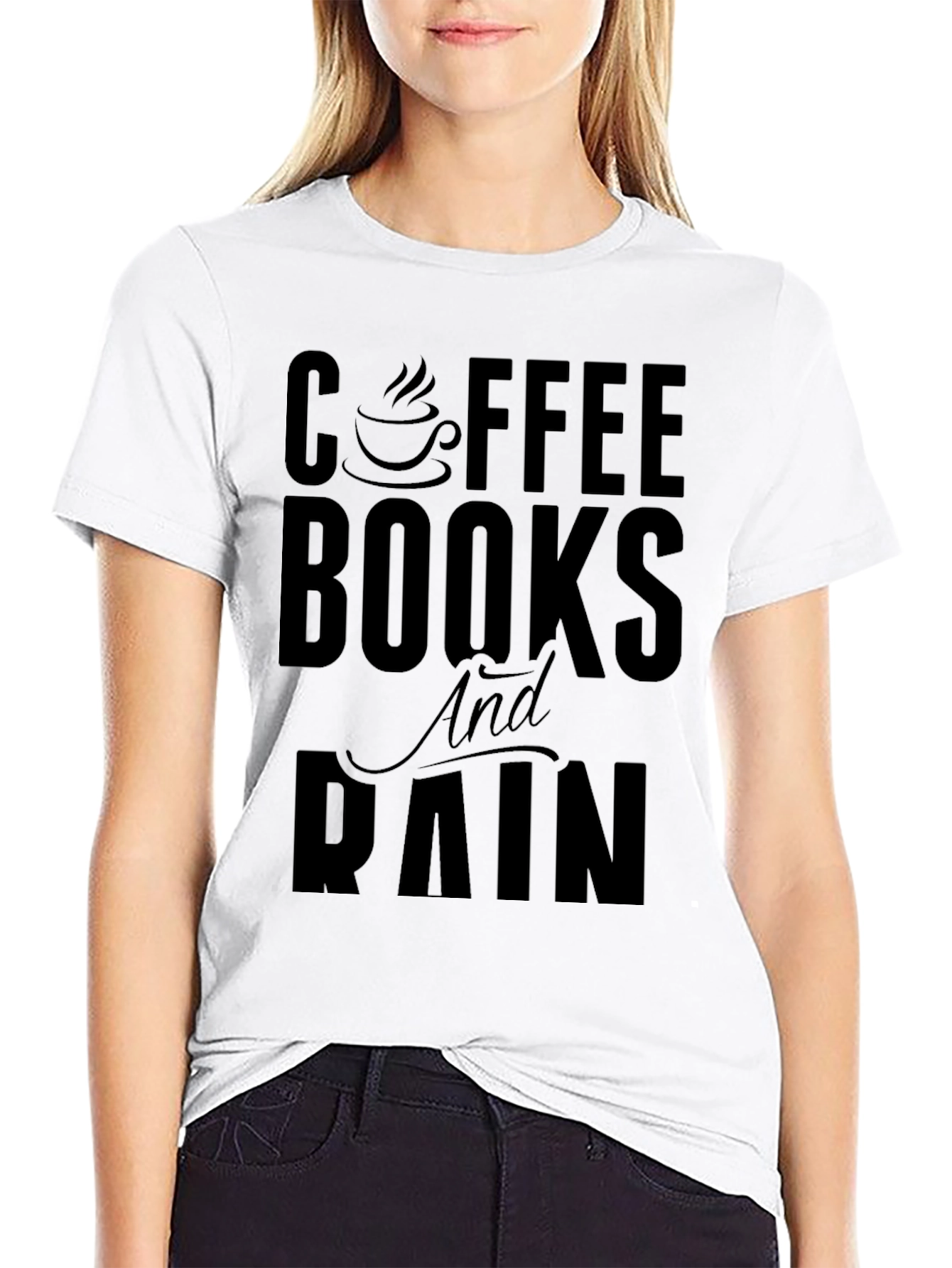 Coffee Books and Rain Black Graphic Tee