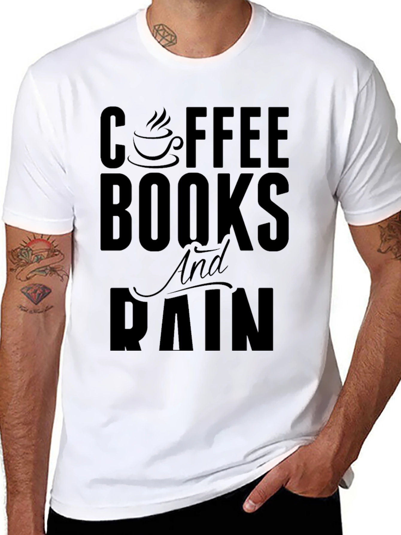 Coffee Books and Rain Black Graphic Tee