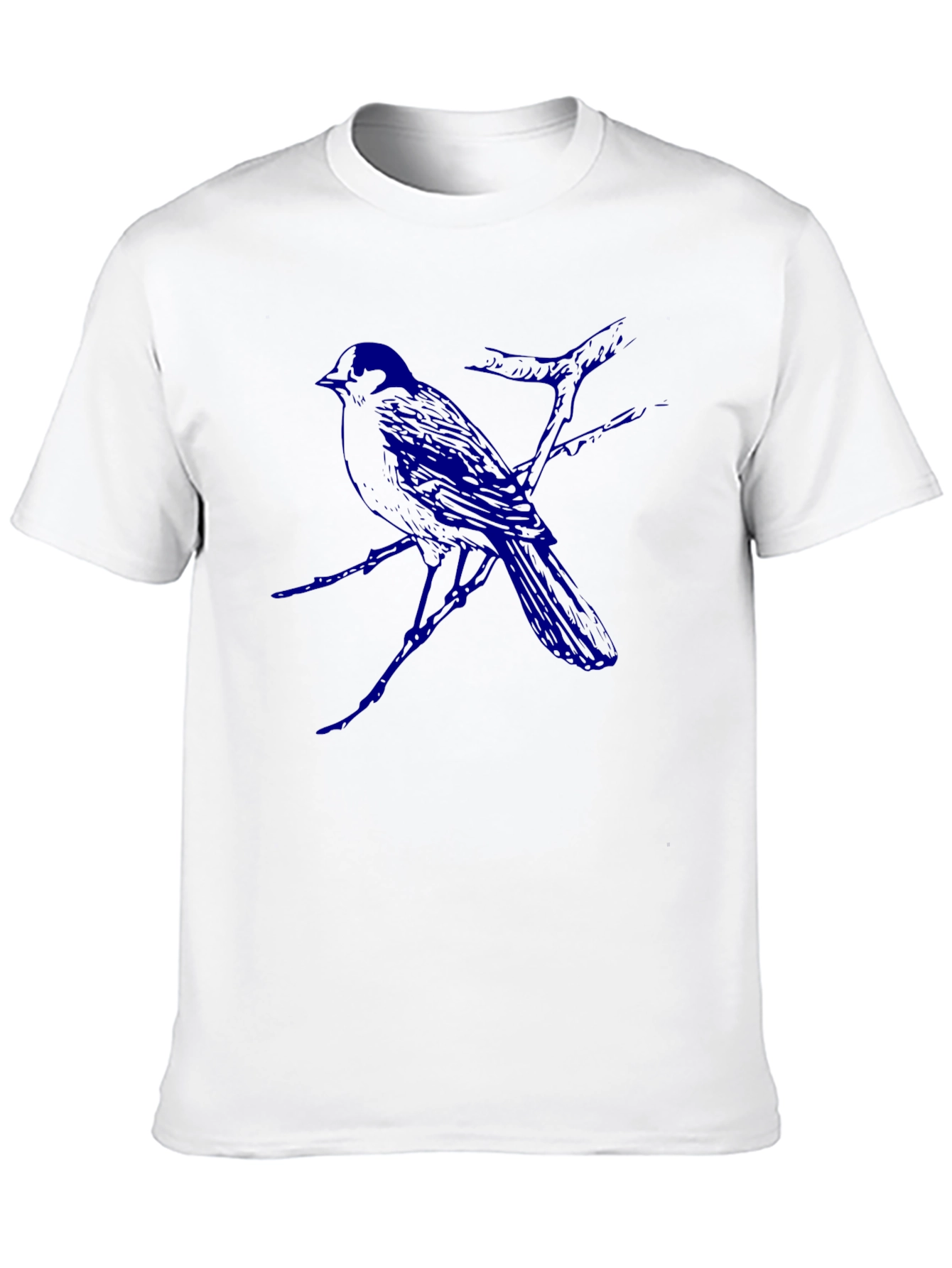 Mens Black T-Shirt with Blue Bird Design