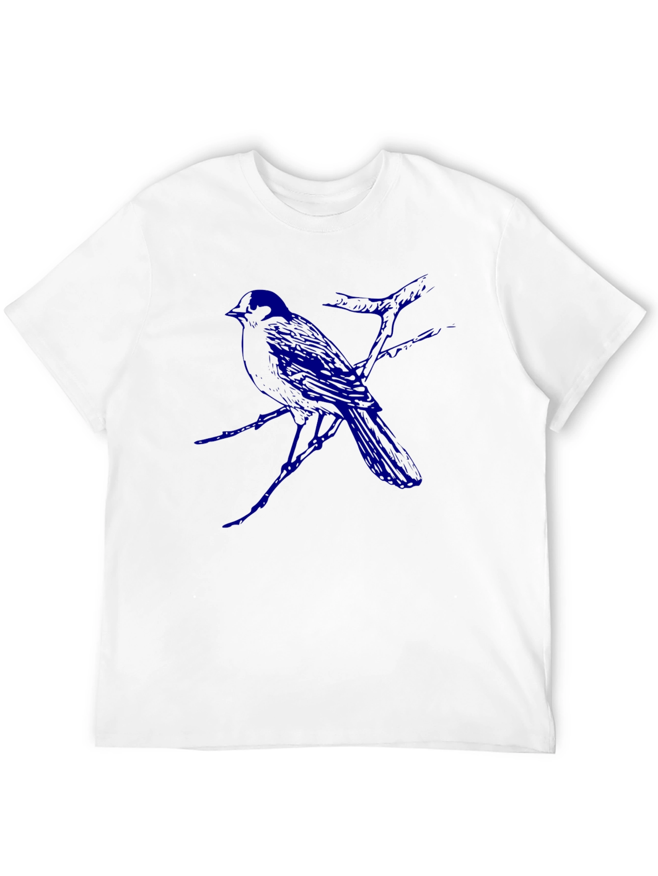 Mens Black T-Shirt with Blue Bird Design