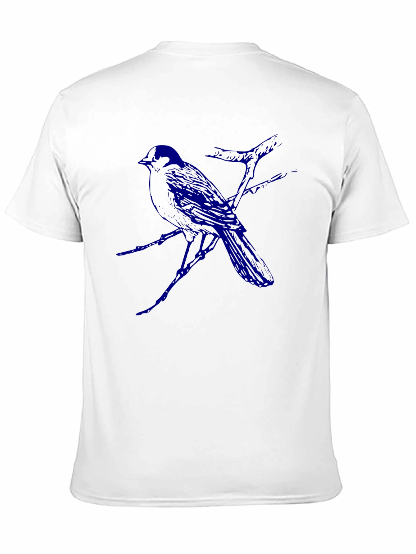 Mens Black T-Shirt with Blue Bird Design