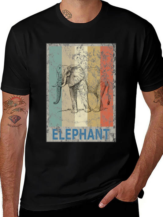 Vintage Elephant Graphic T-Shirt - Stylish Animal Tee