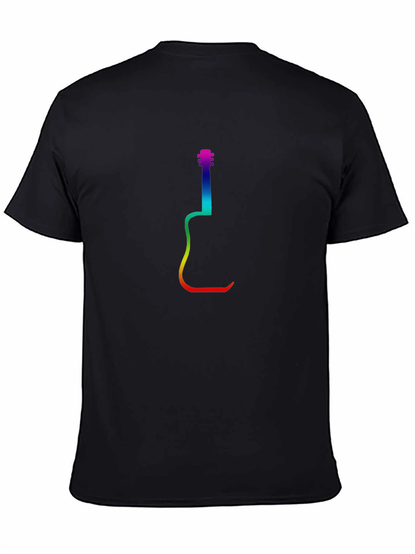 Rainbow Guitar Graphic Black T-Shirt