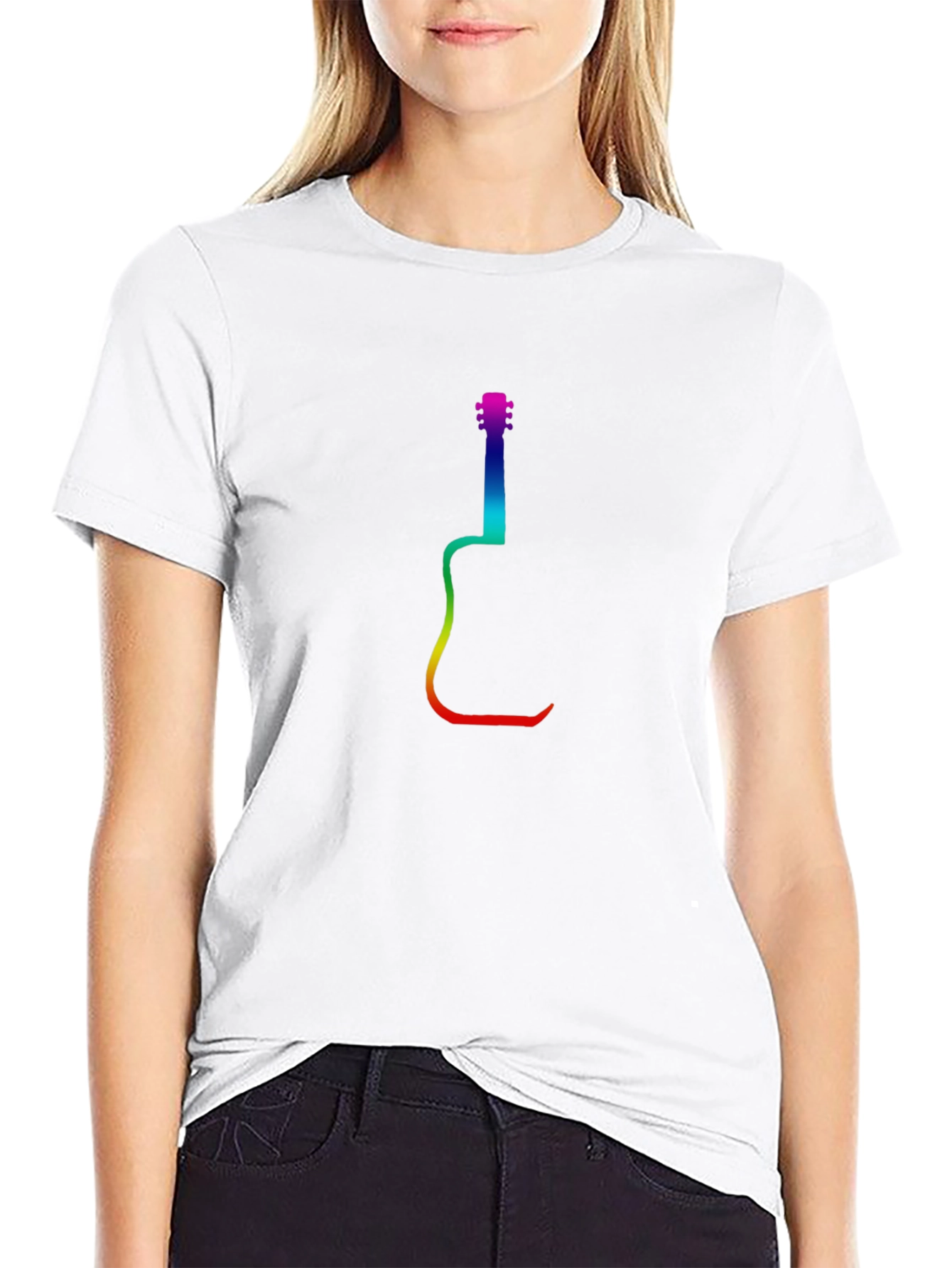 Rainbow Guitar Graphic Black T-Shirt