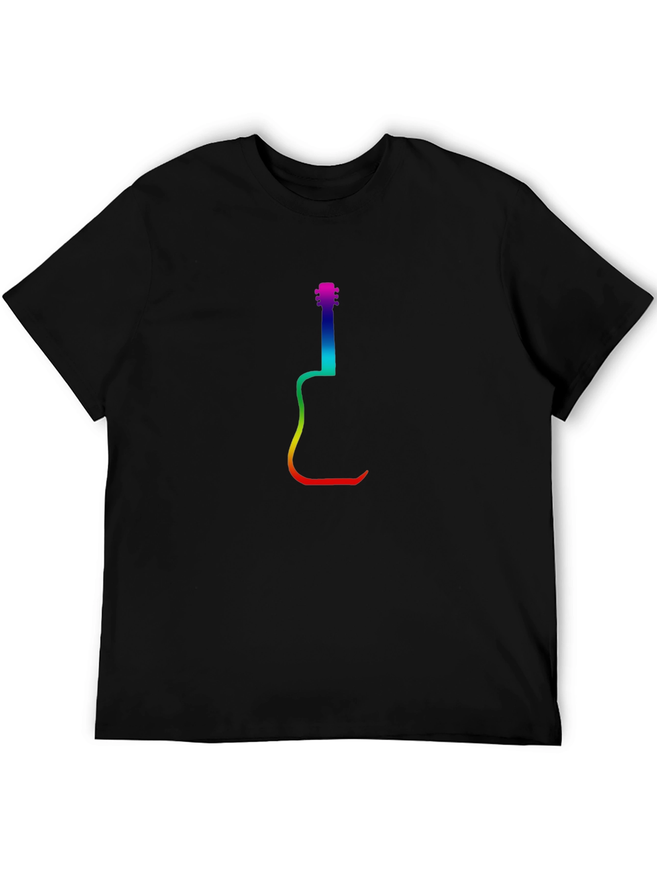 Rainbow Guitar Graphic Black T-Shirt