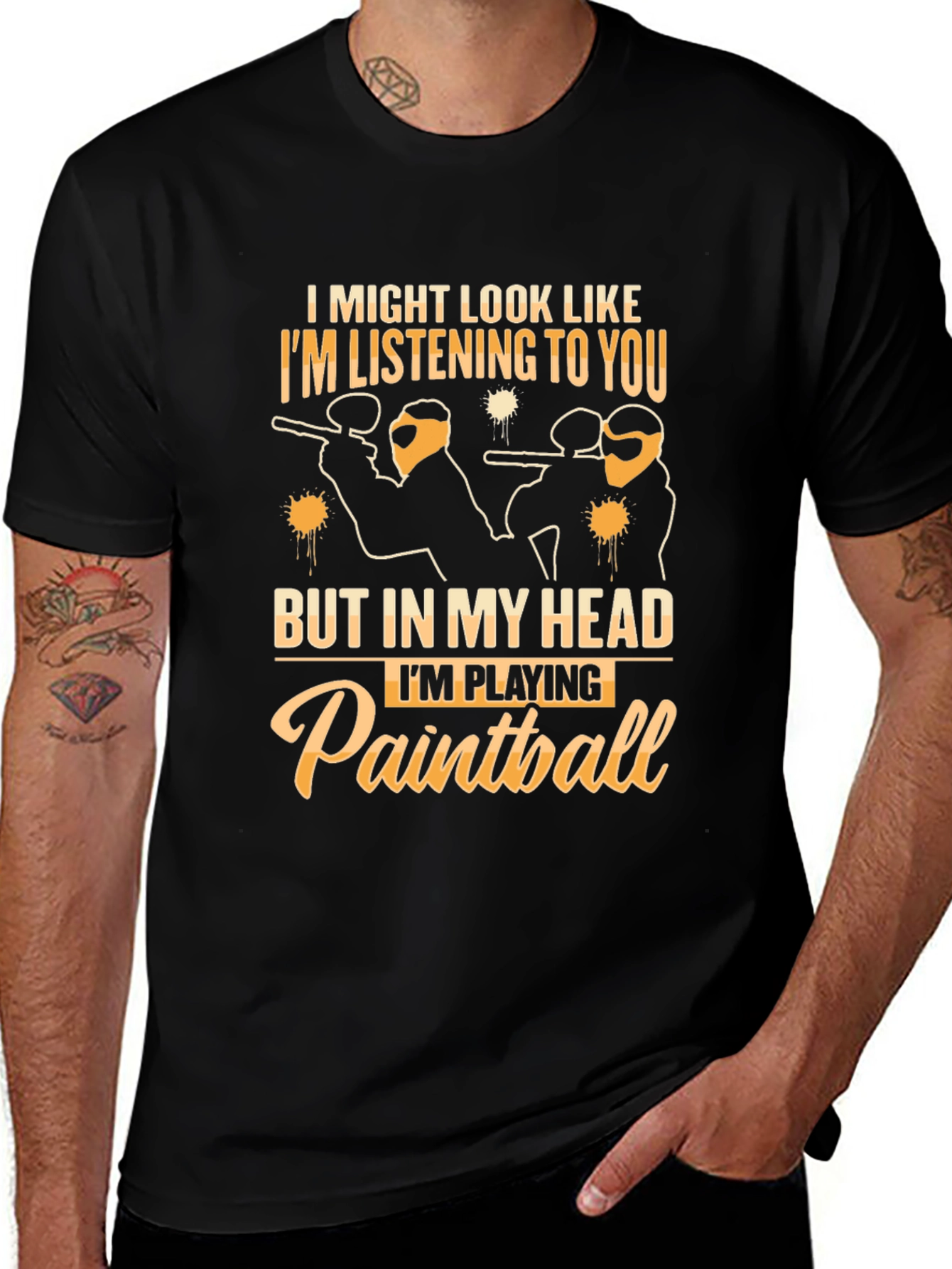 Paintball Player Graphic Tee - Black Cotton