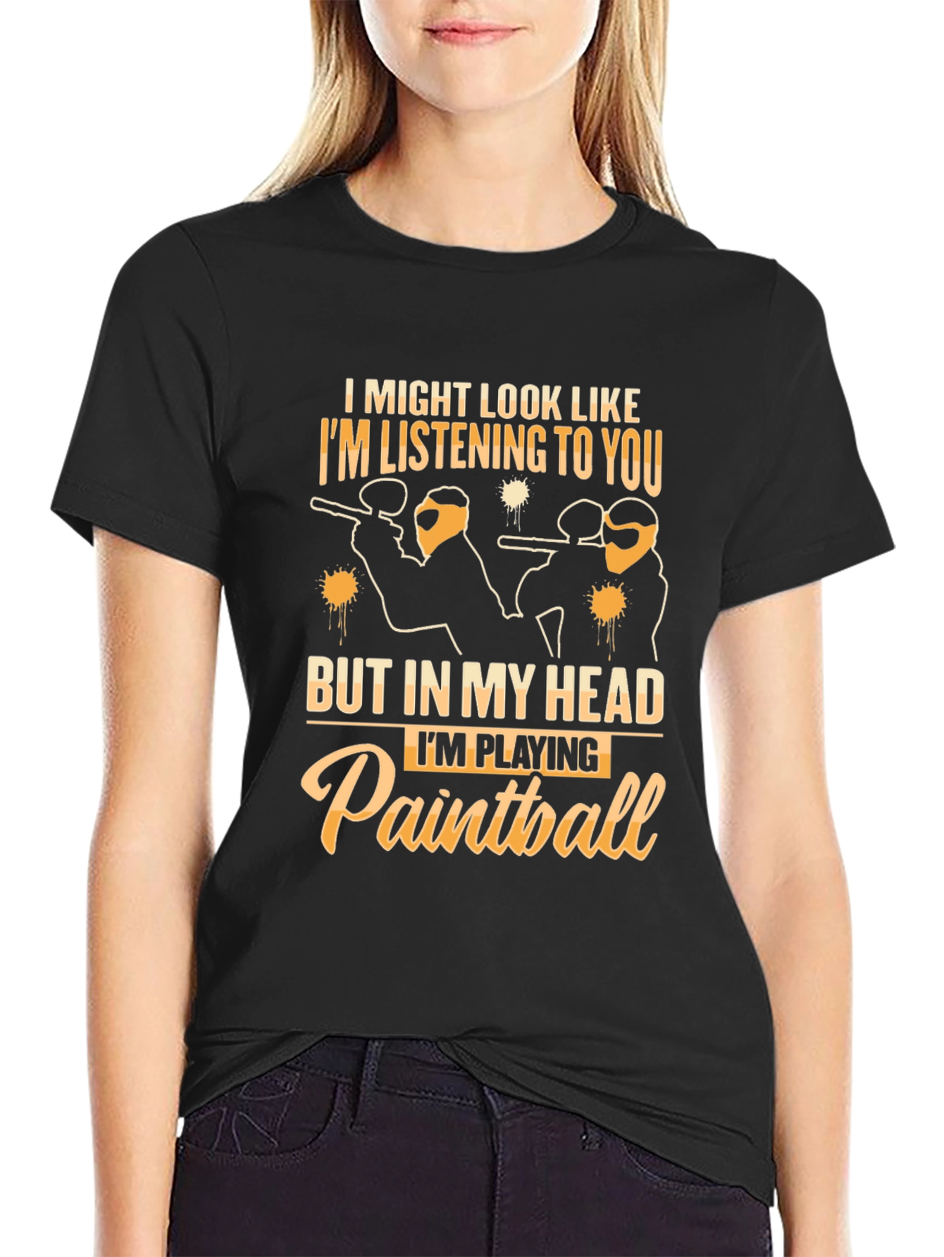 Paintball Player Graphic Tee - Black Cotton
