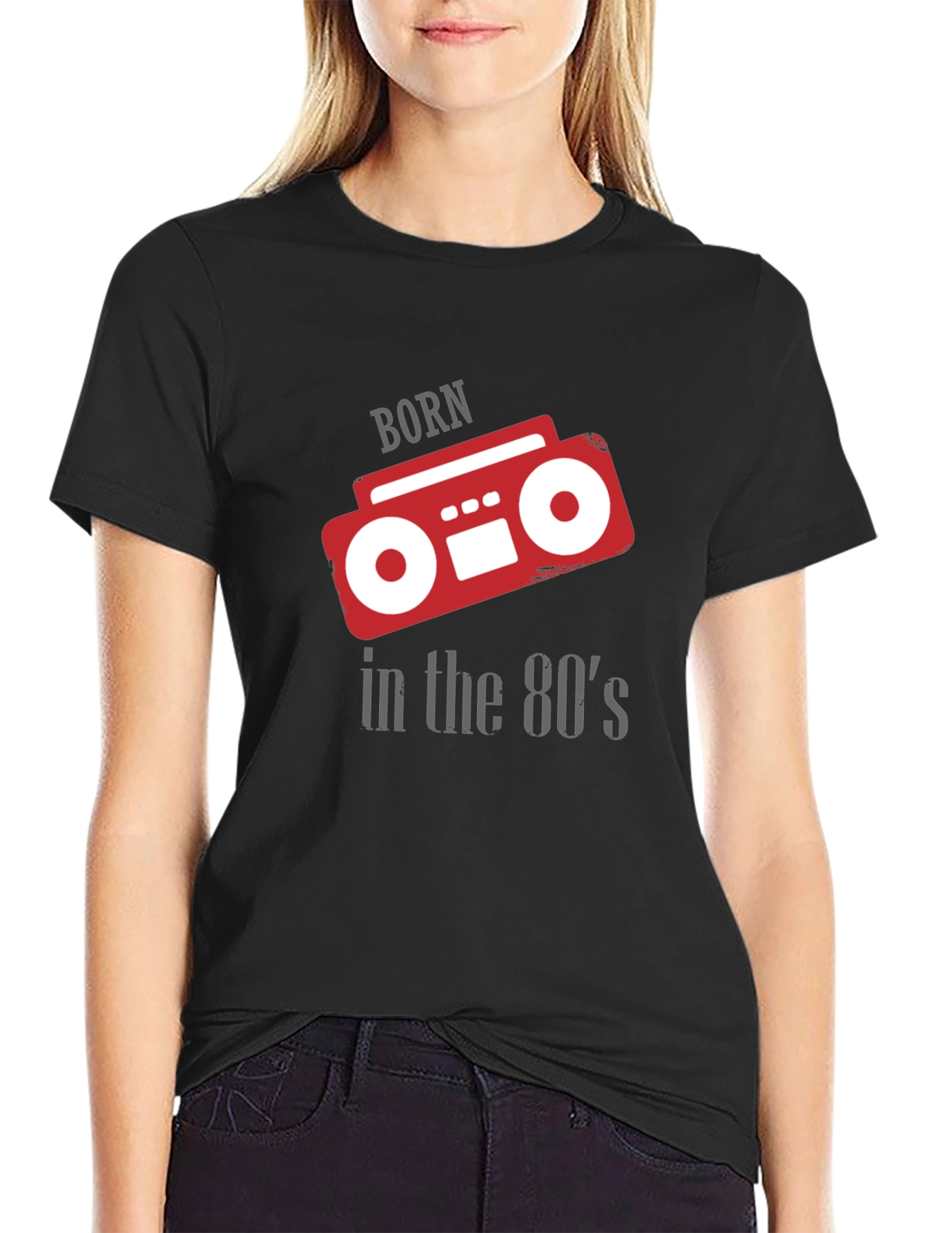 Born in the 80s Retro Boombox Graphic T-Shirt