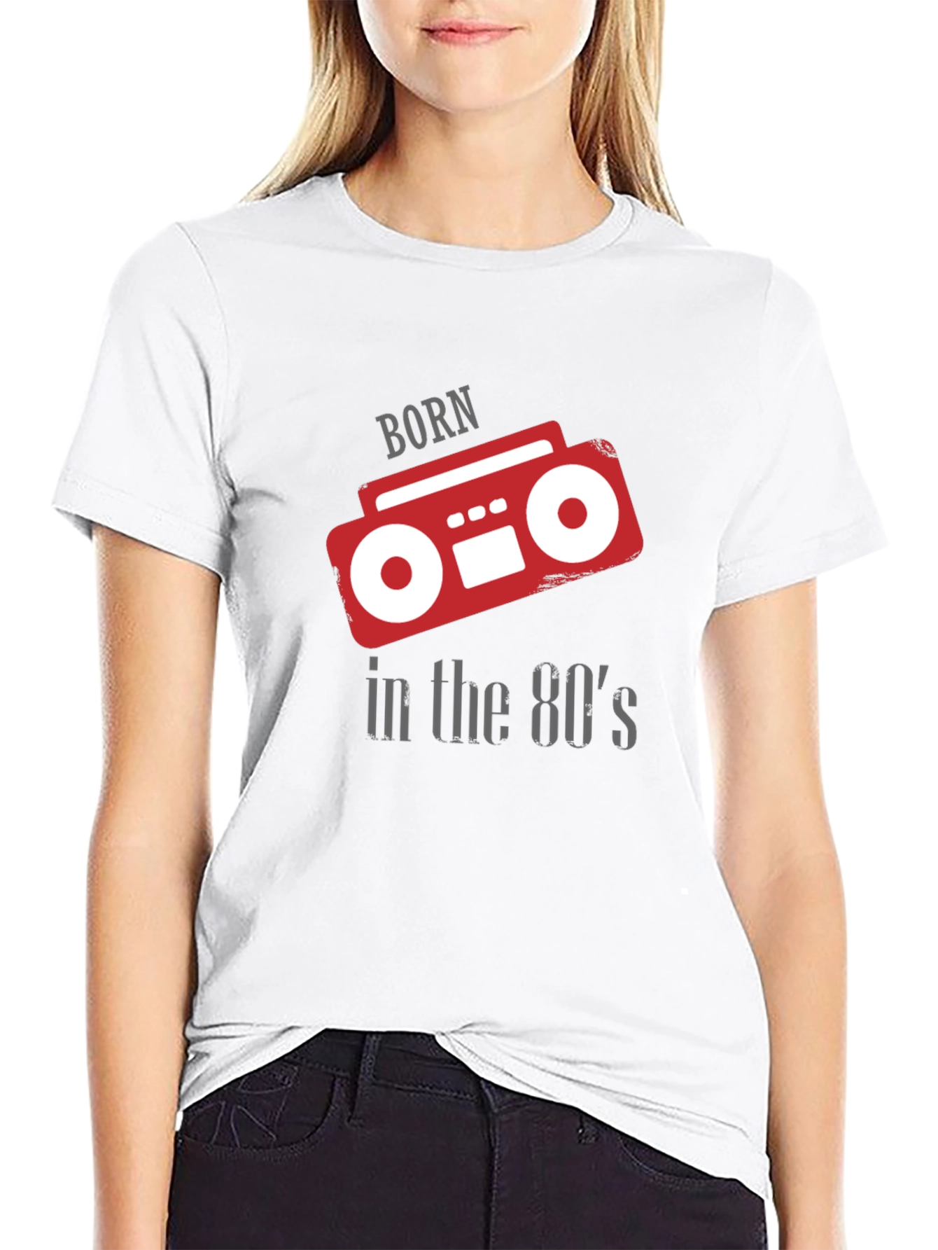 Born in the 80s Retro Boombox Graphic T-Shirt