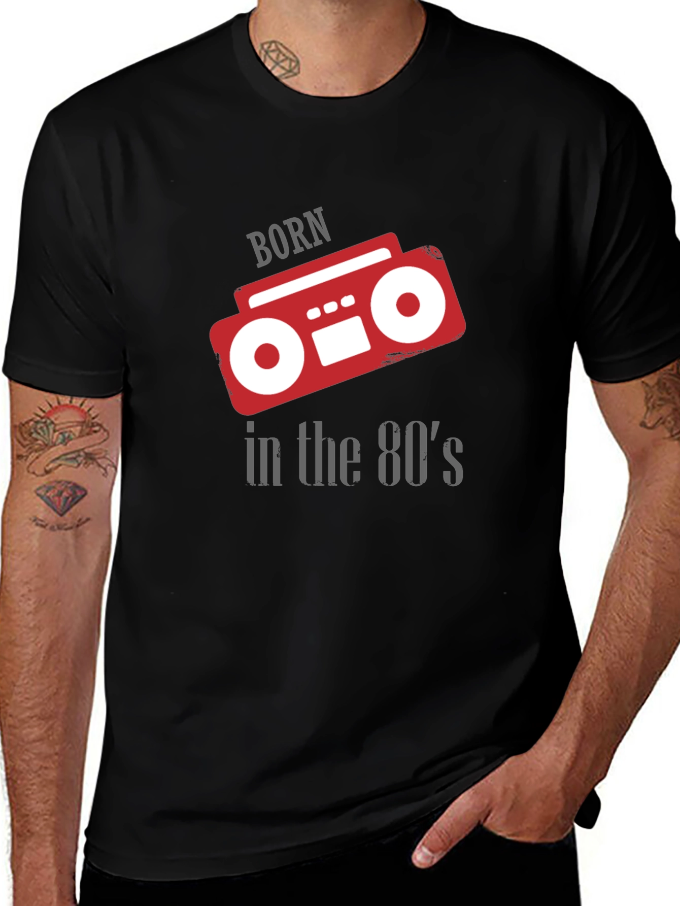 Born in the 80s Retro Boombox Graphic T-Shirt