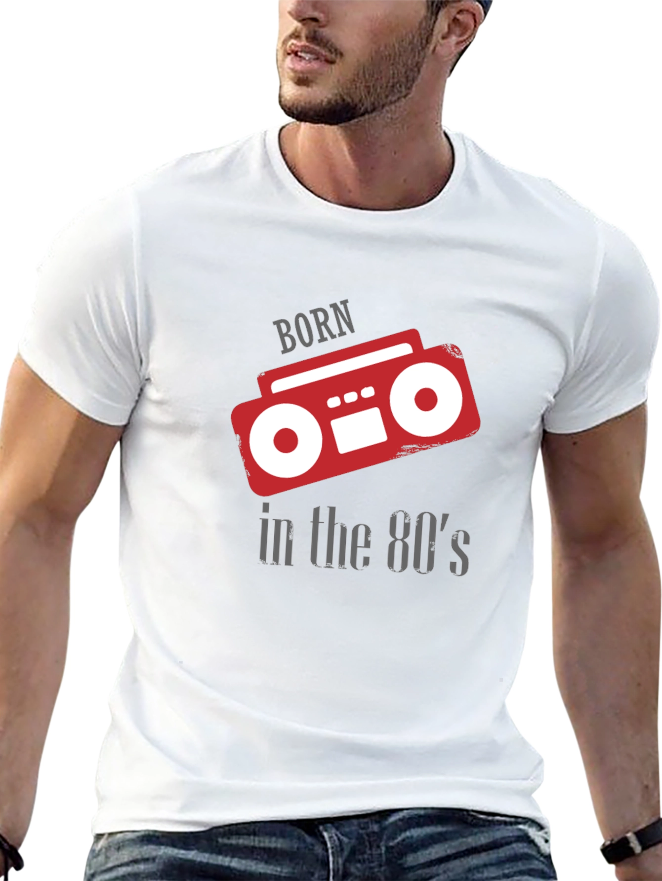 Born in the 80s Retro Boombox Graphic T-Shirt