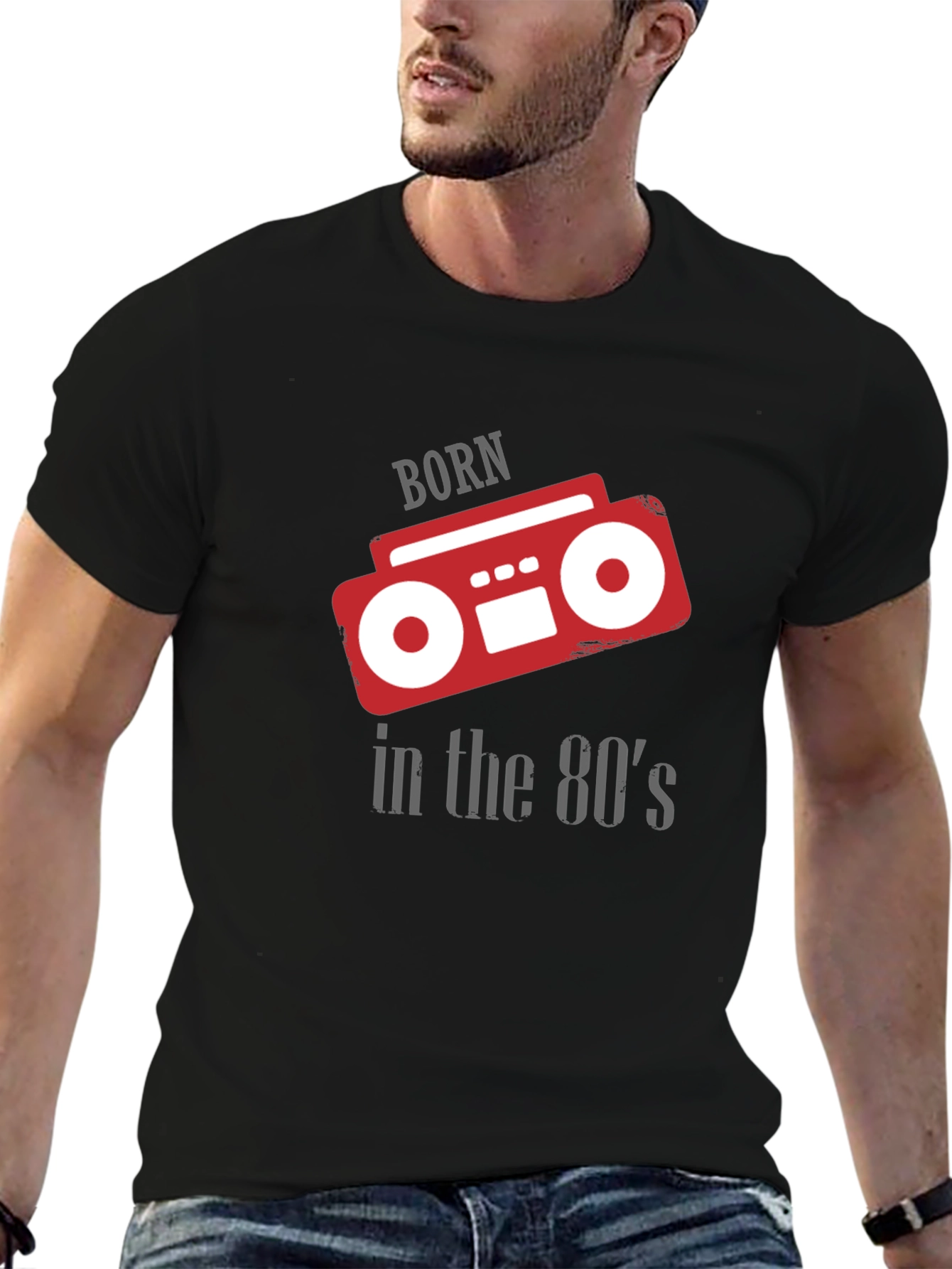 Born in the 80s Retro Boombox Graphic T-Shirt