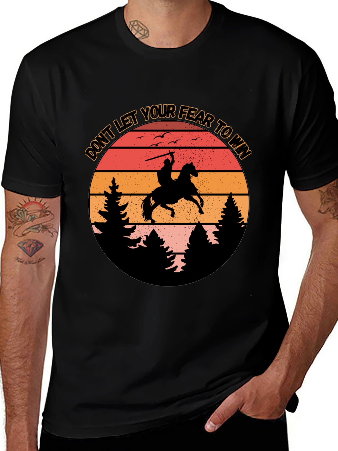 Fear to Win Black Graphic T-Shirt