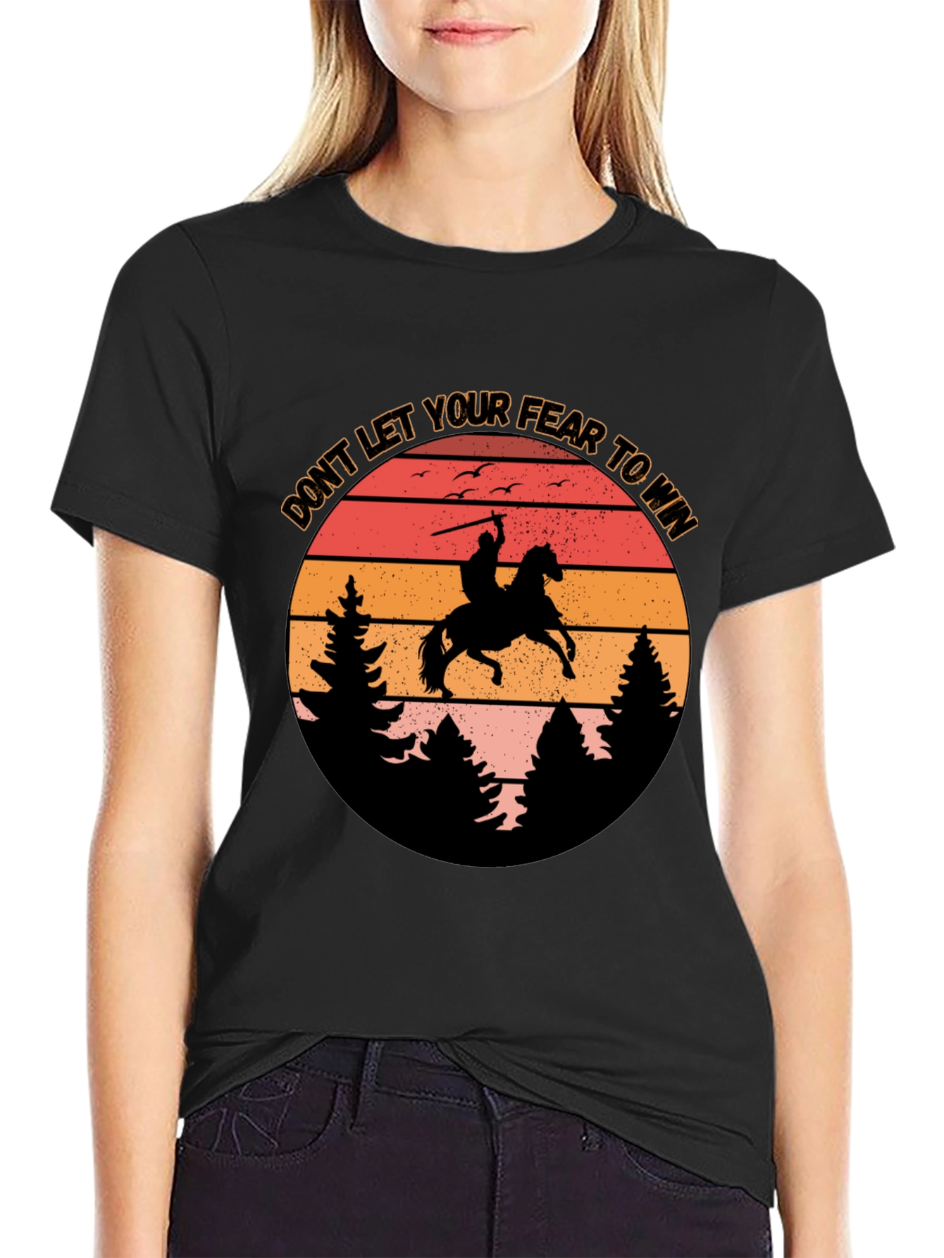 Fear to Win Black Graphic T-Shirt