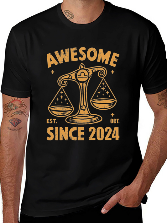 Awesome Since 2024 Libra Zodiac Black Tee