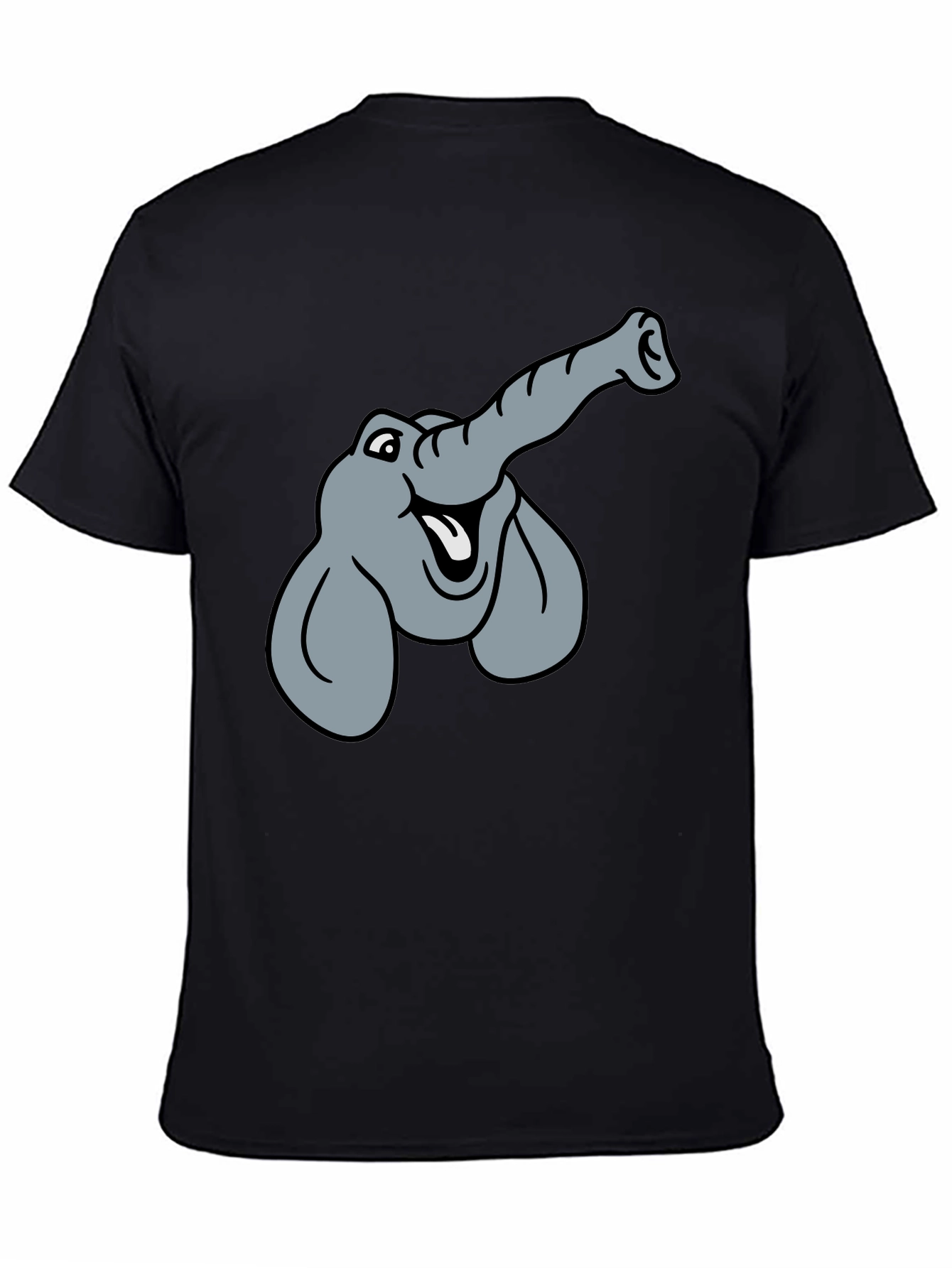 Elephant Cartoon Graphic T-Shirt - Unisex Black Tee