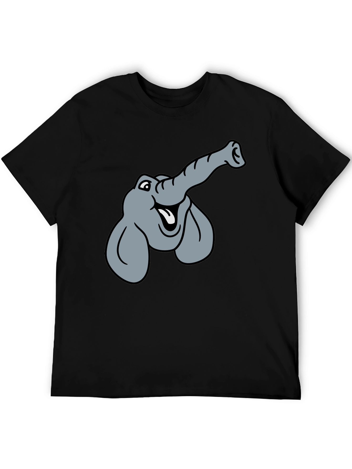Elephant Cartoon Graphic T-Shirt - Unisex Black Tee