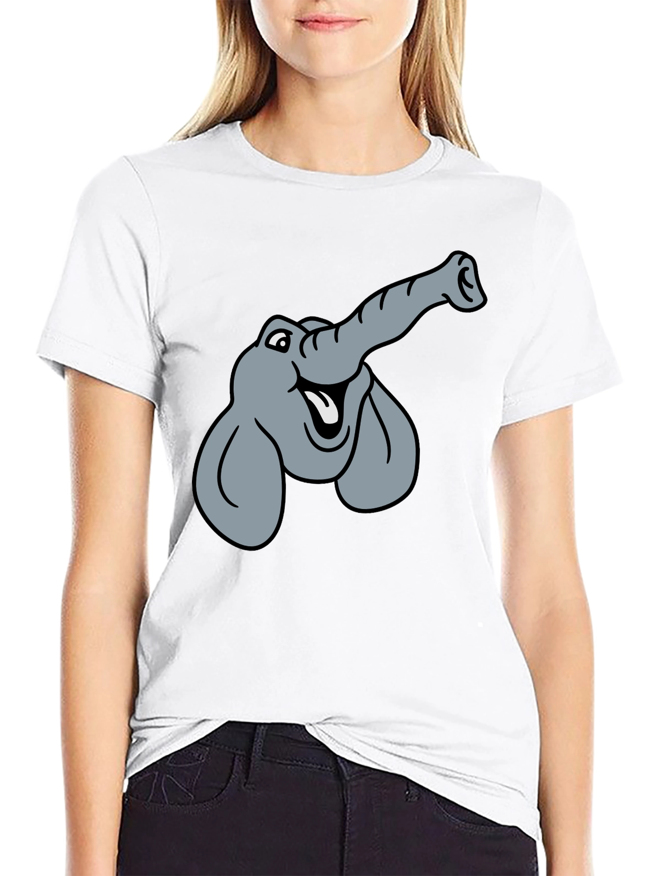 Elephant Cartoon Graphic T-Shirt - Unisex Black Tee