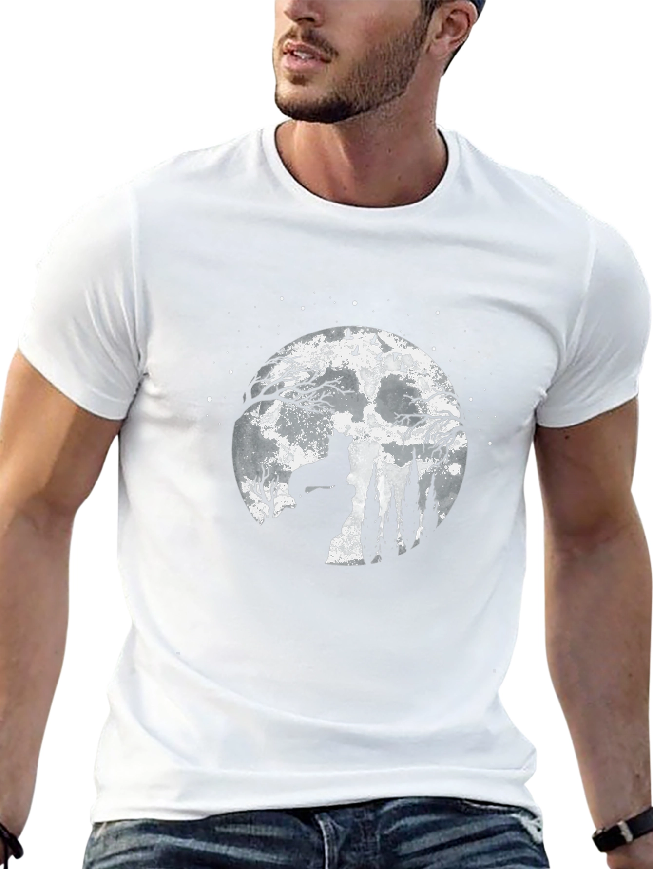 Wolf Moon Graphic Tee - Black Cotton T-Shirt