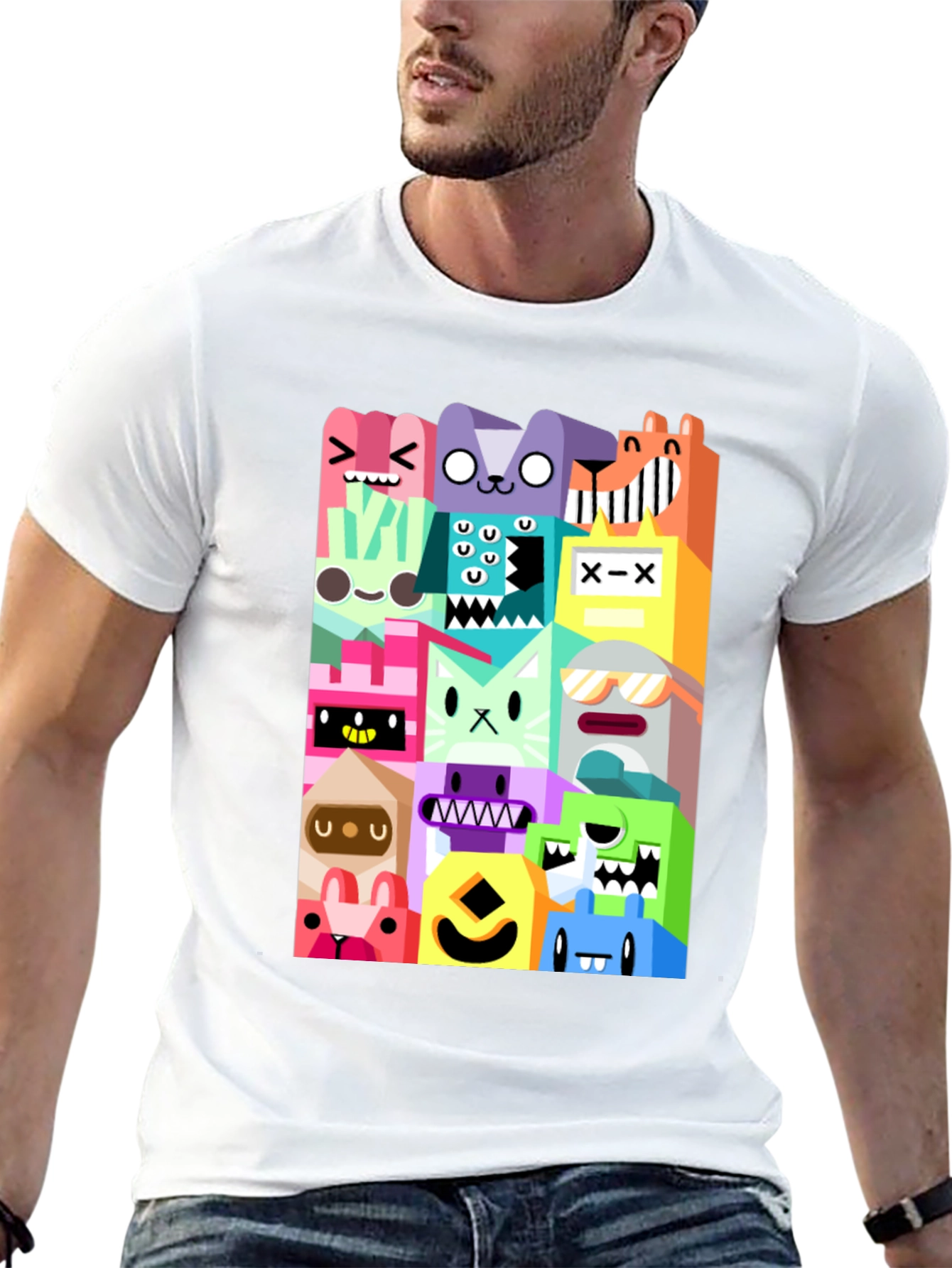 Funky Cartoon Character Black T-Shirt