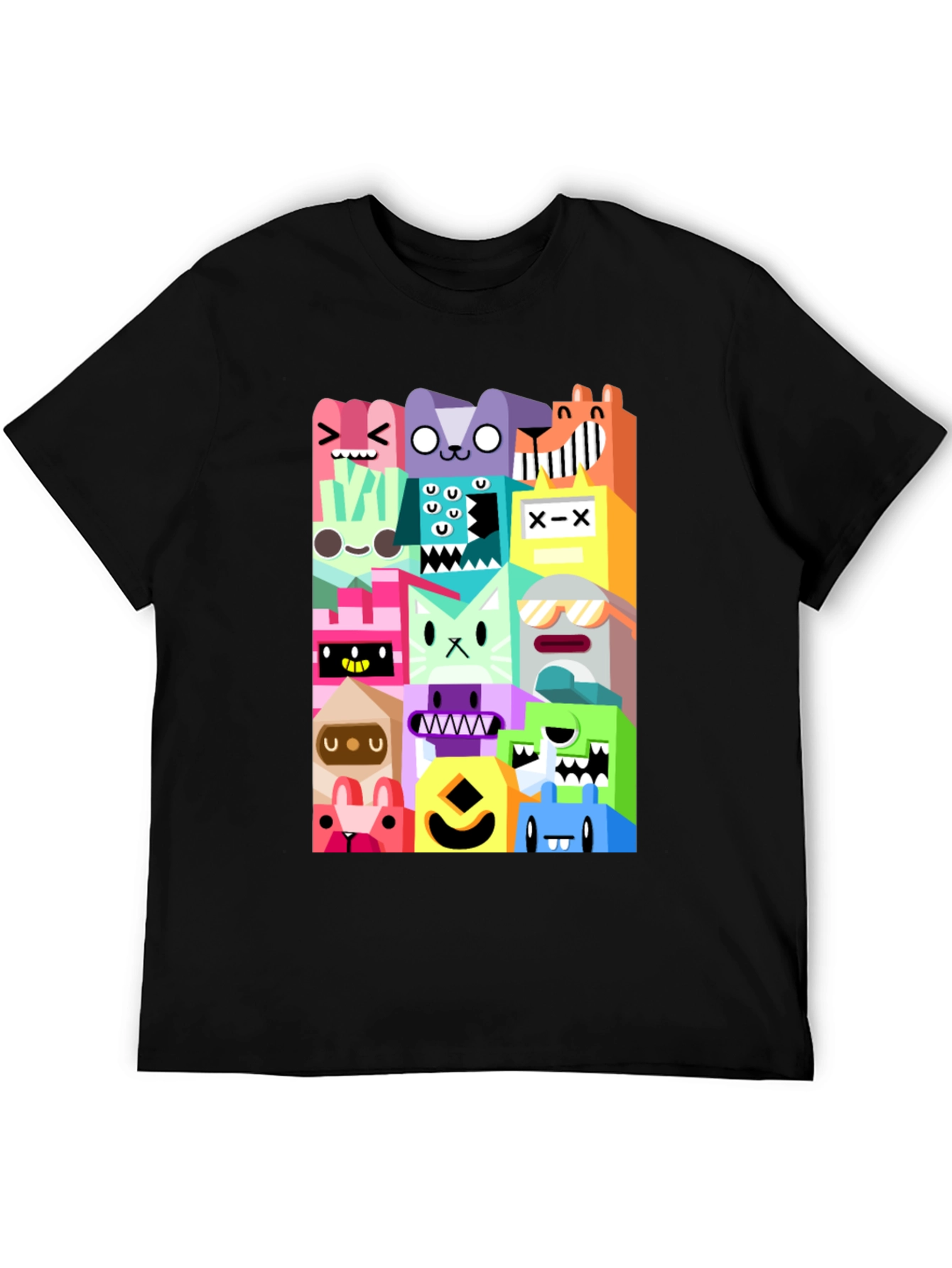 Funky Cartoon Character Black T-Shirt