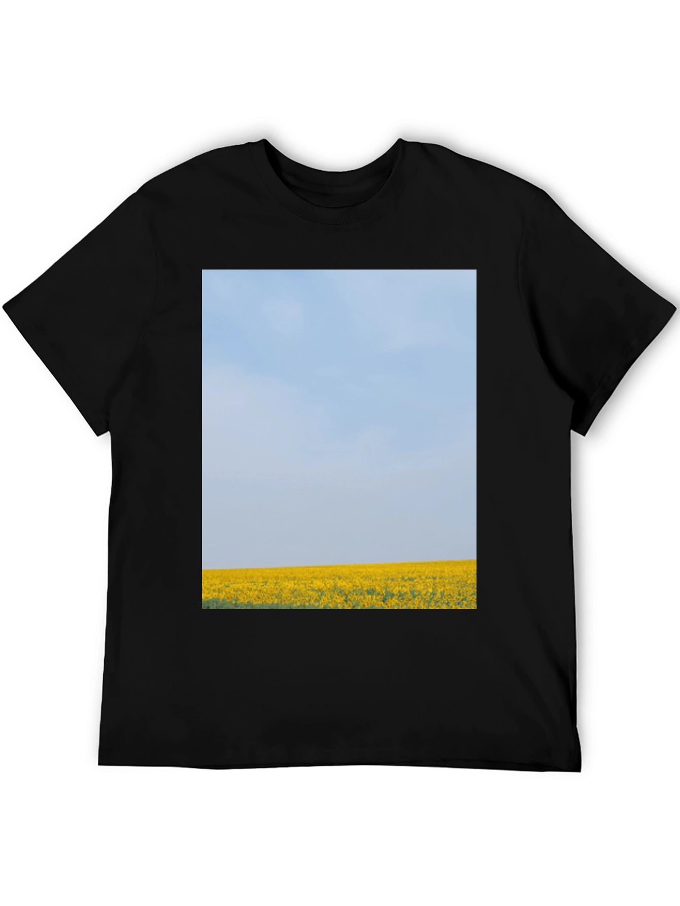 Scenic Meadow Graphic Tee - Black Cotton T-Shirt