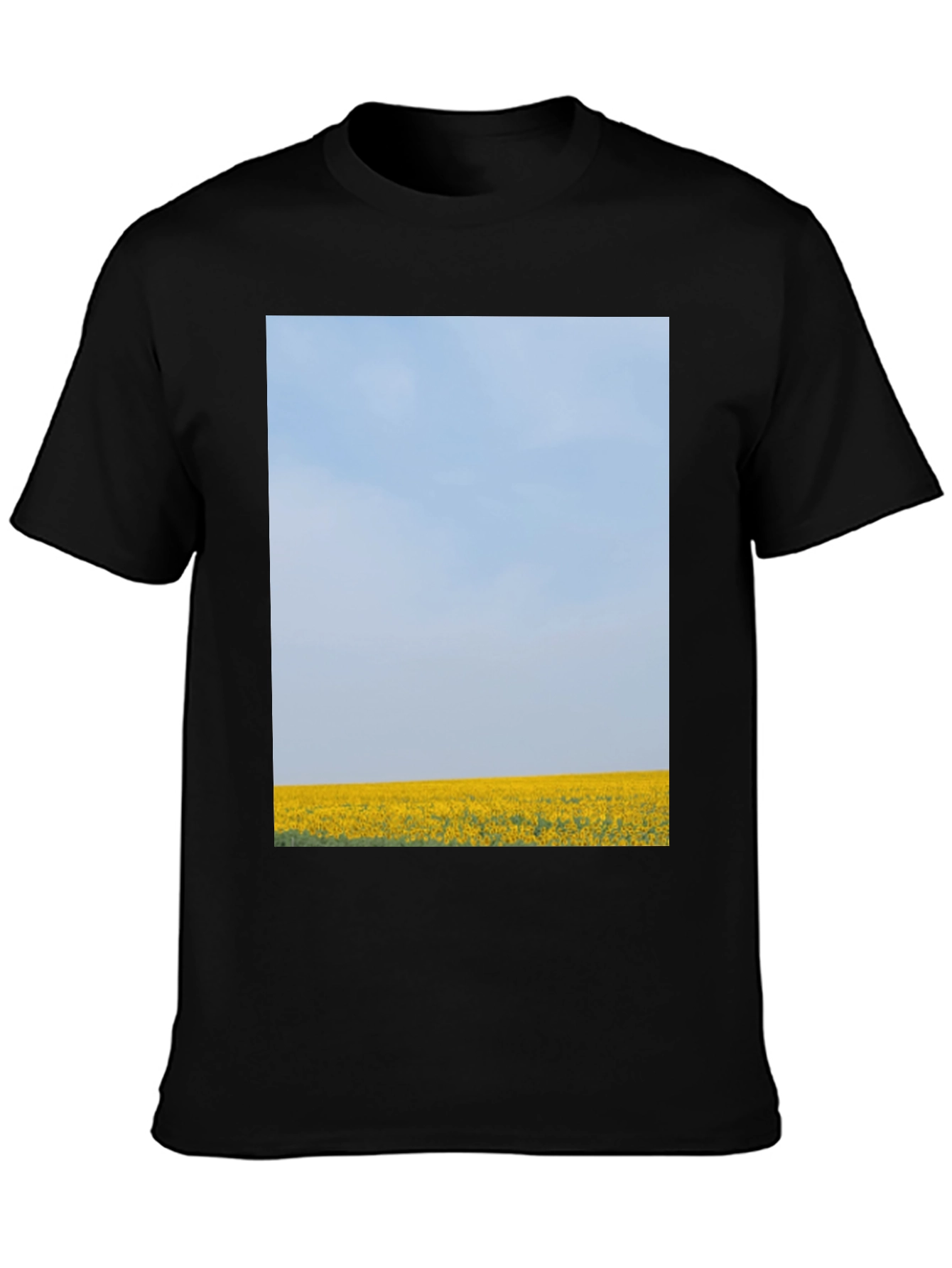 Scenic Meadow Graphic Tee - Black Cotton T-Shirt