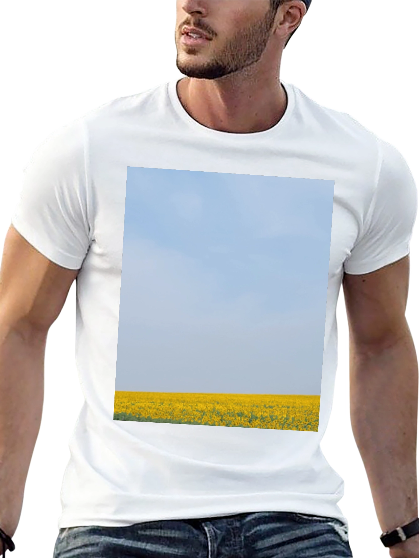 Scenic Meadow Graphic Tee - Black Cotton T-Shirt