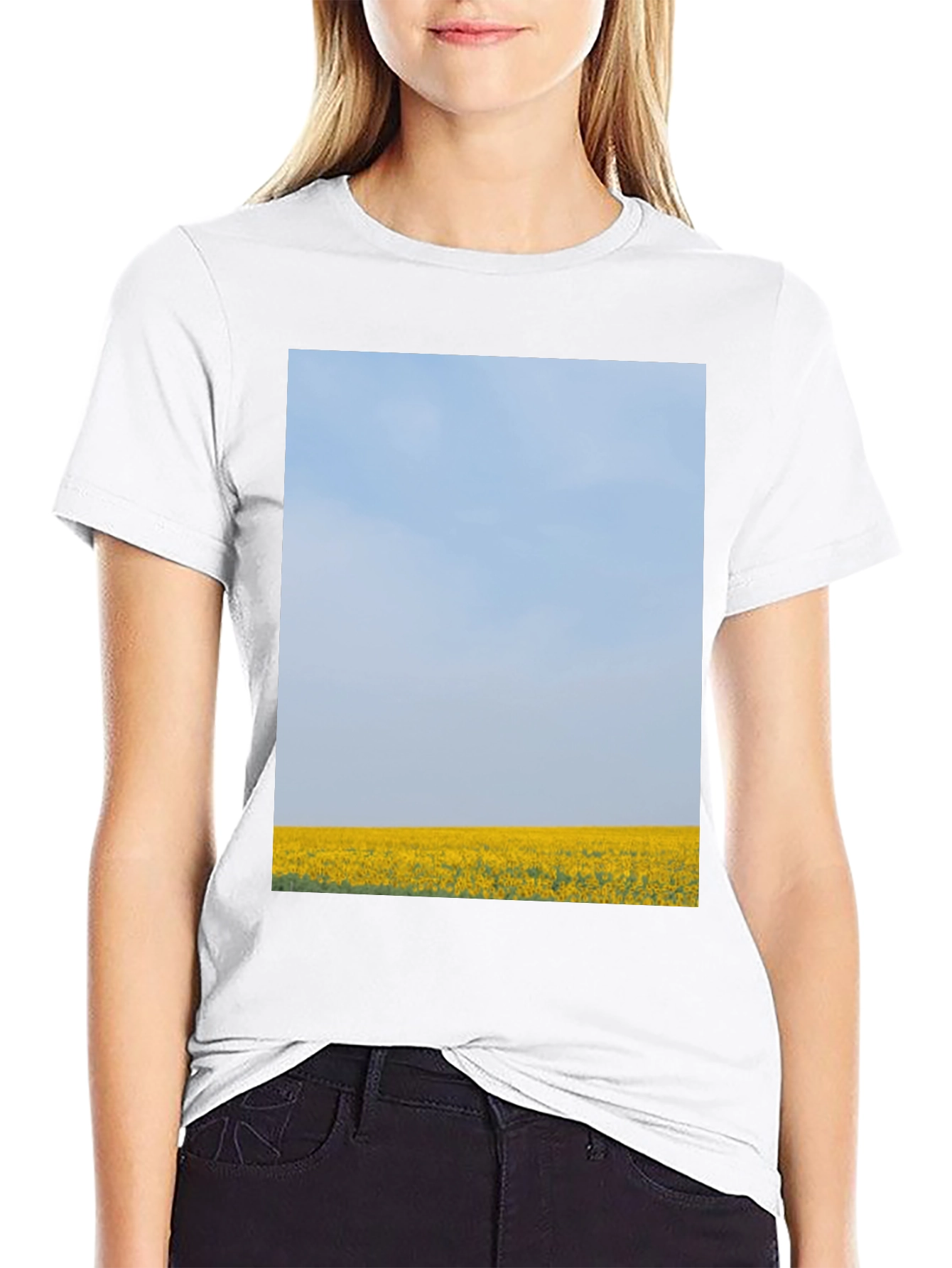 Scenic Meadow Graphic Tee - Black Cotton T-Shirt