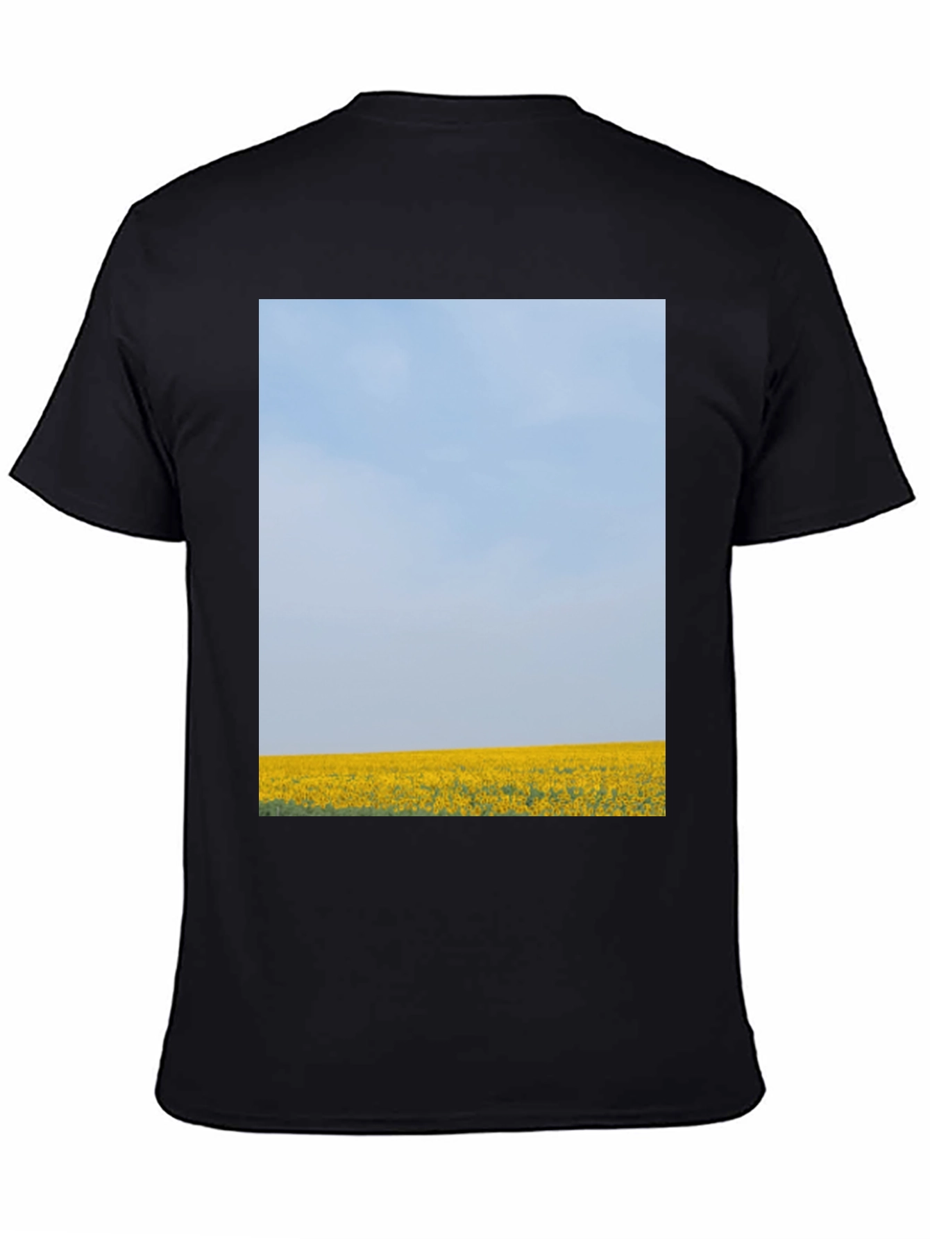 Scenic Meadow Graphic Tee - Black Cotton T-Shirt