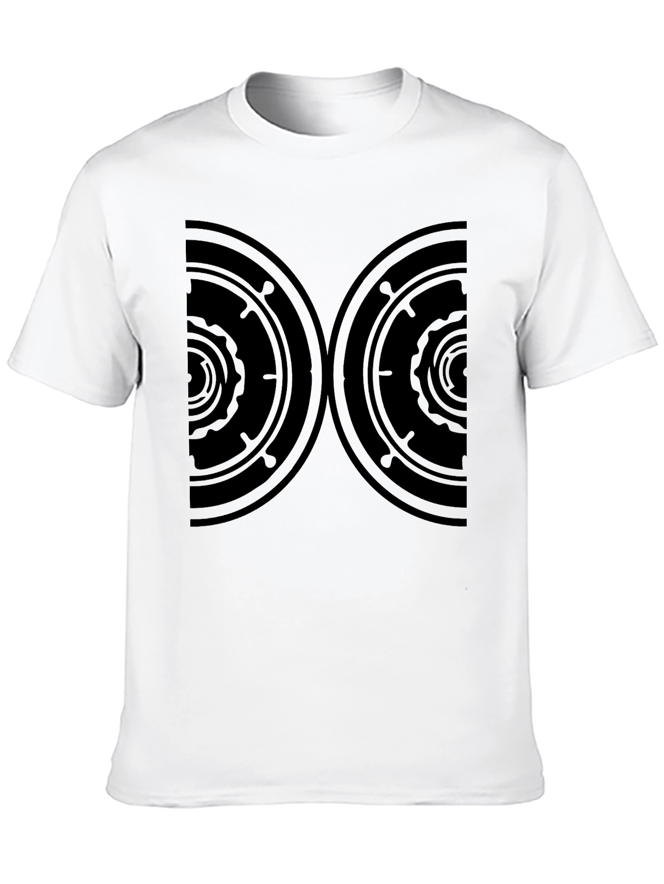 Mens Black Graphic Tee - Abstract Circle Design