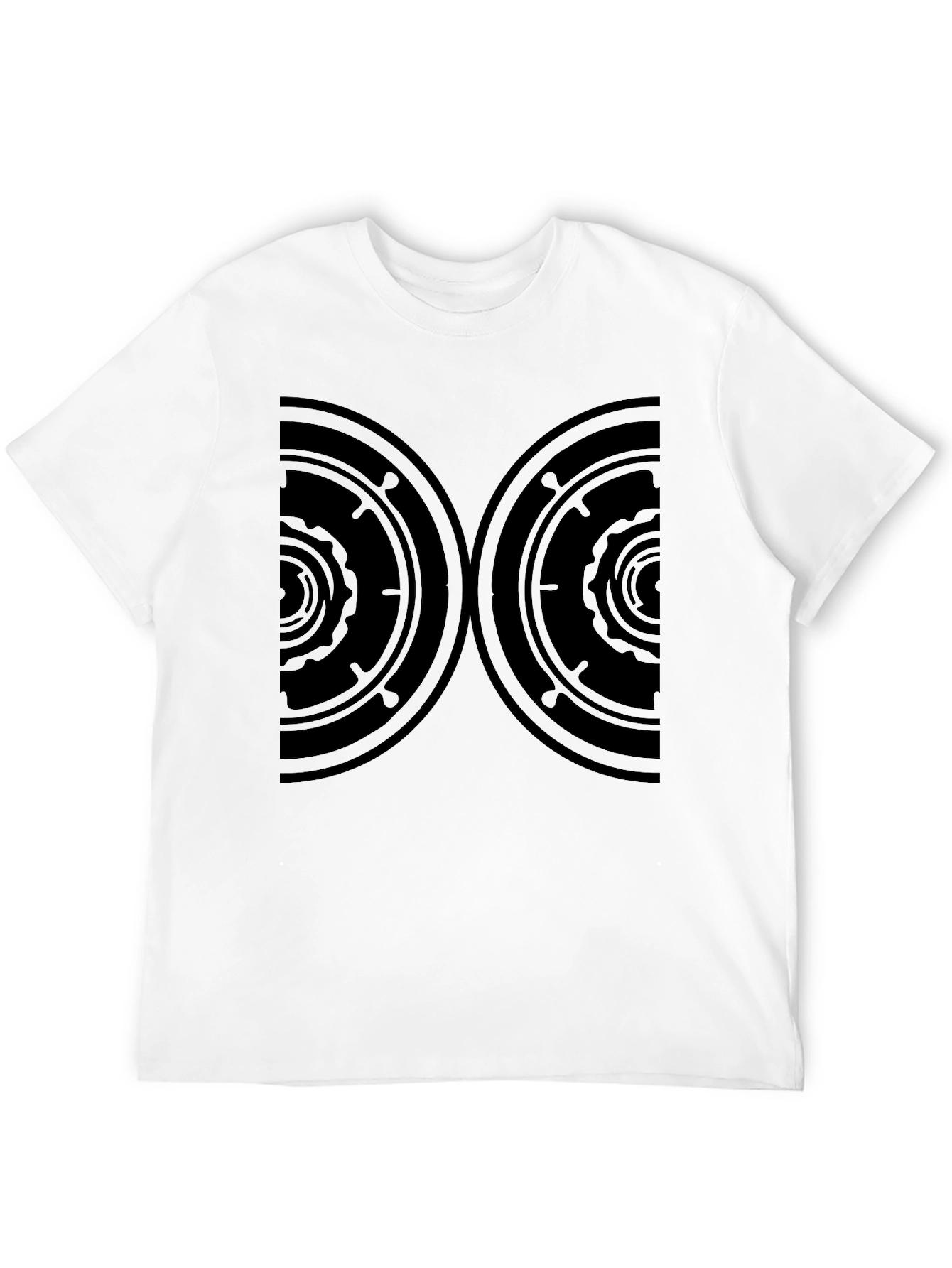 Mens Black Graphic Tee - Abstract Circle Design