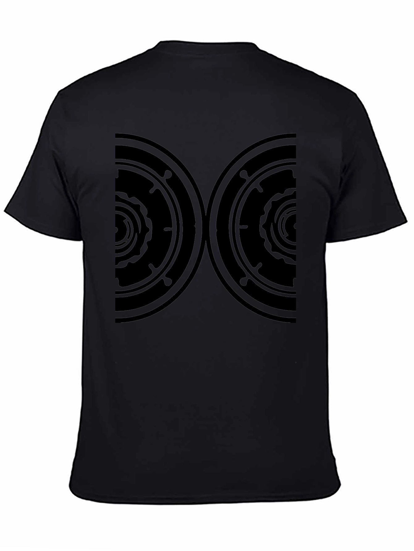 Mens Black Graphic Tee - Abstract Circle Design