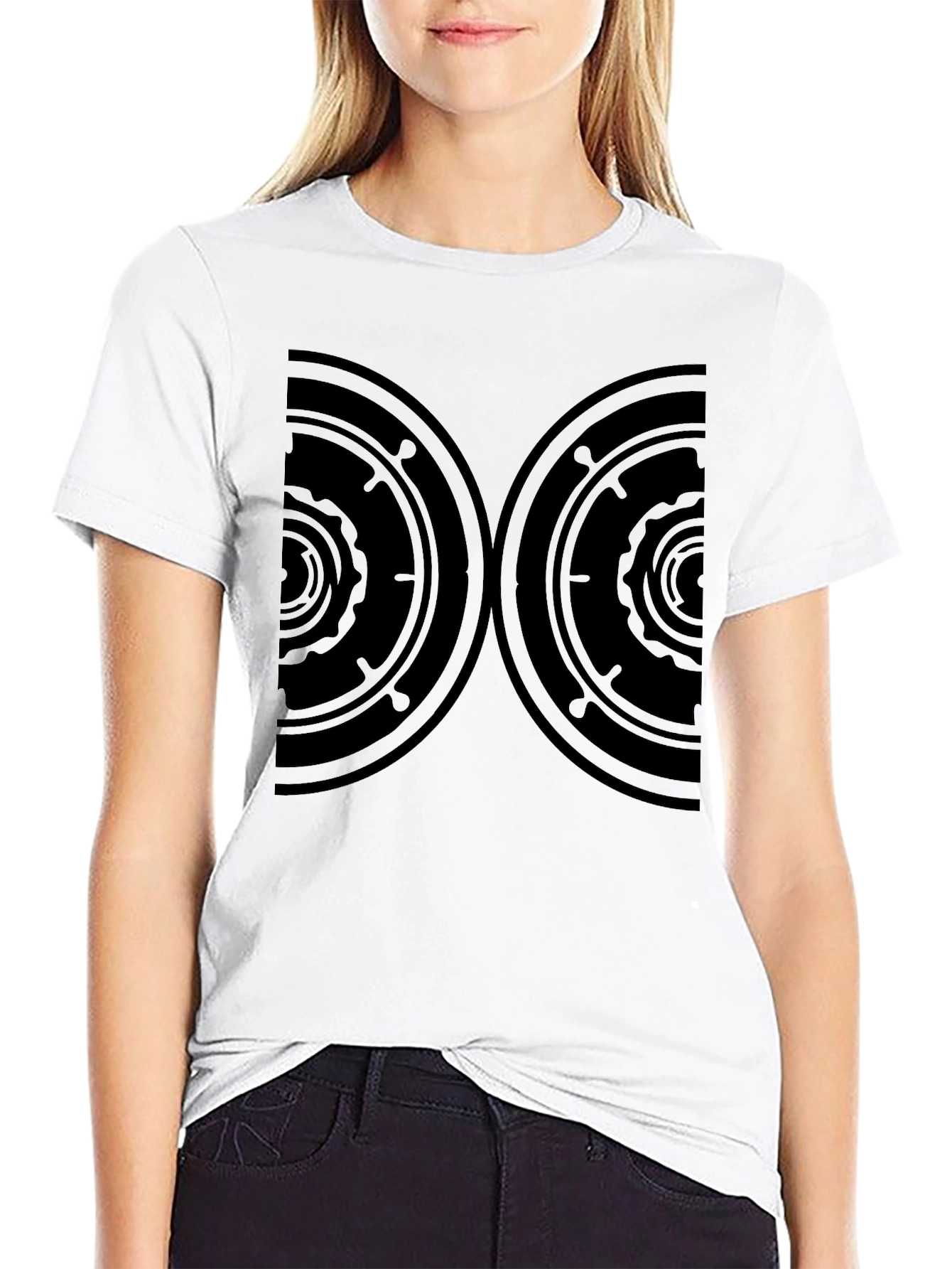 Mens Black Graphic Tee - Abstract Circle Design