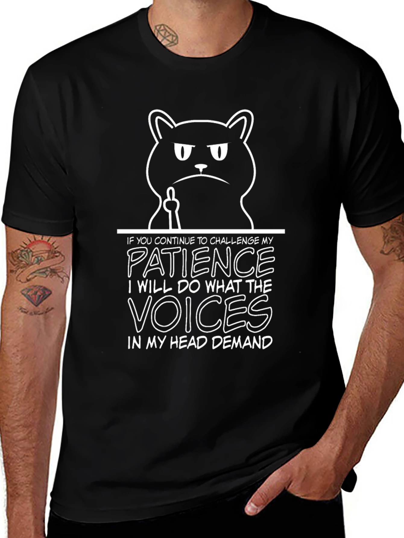 Funny Cat Patience Demand Graphic T-Shirt