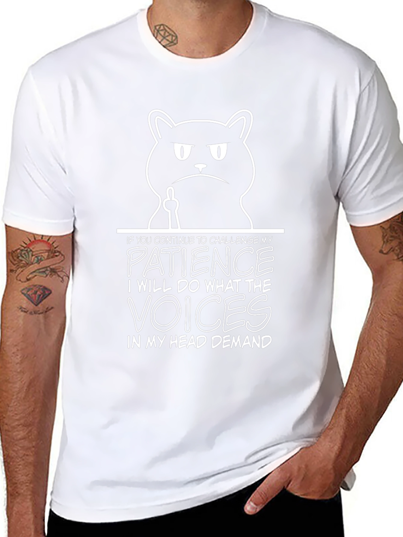 Funny Cat Patience Demand Graphic T-Shirt
