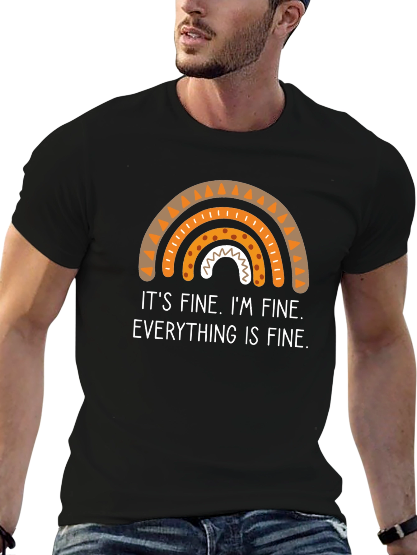 Its Fine Rainbow Graphic Tee - Novelty T-Shirt