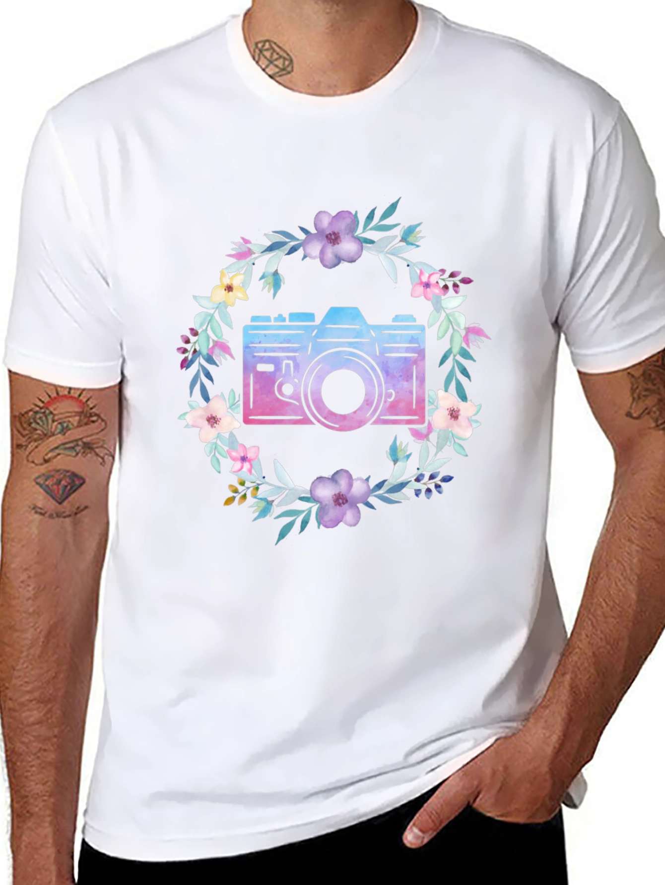 Floral Camera T-Shirt - Unisex Style