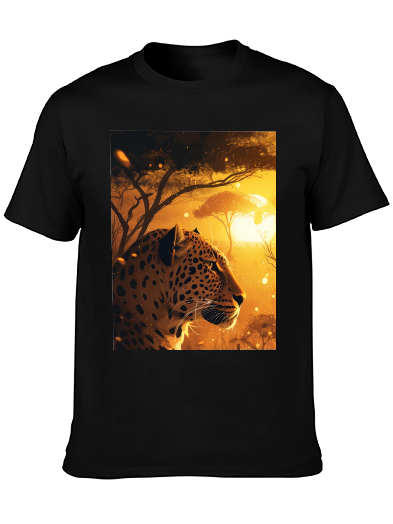 African Leopard Graphic Tee - Black