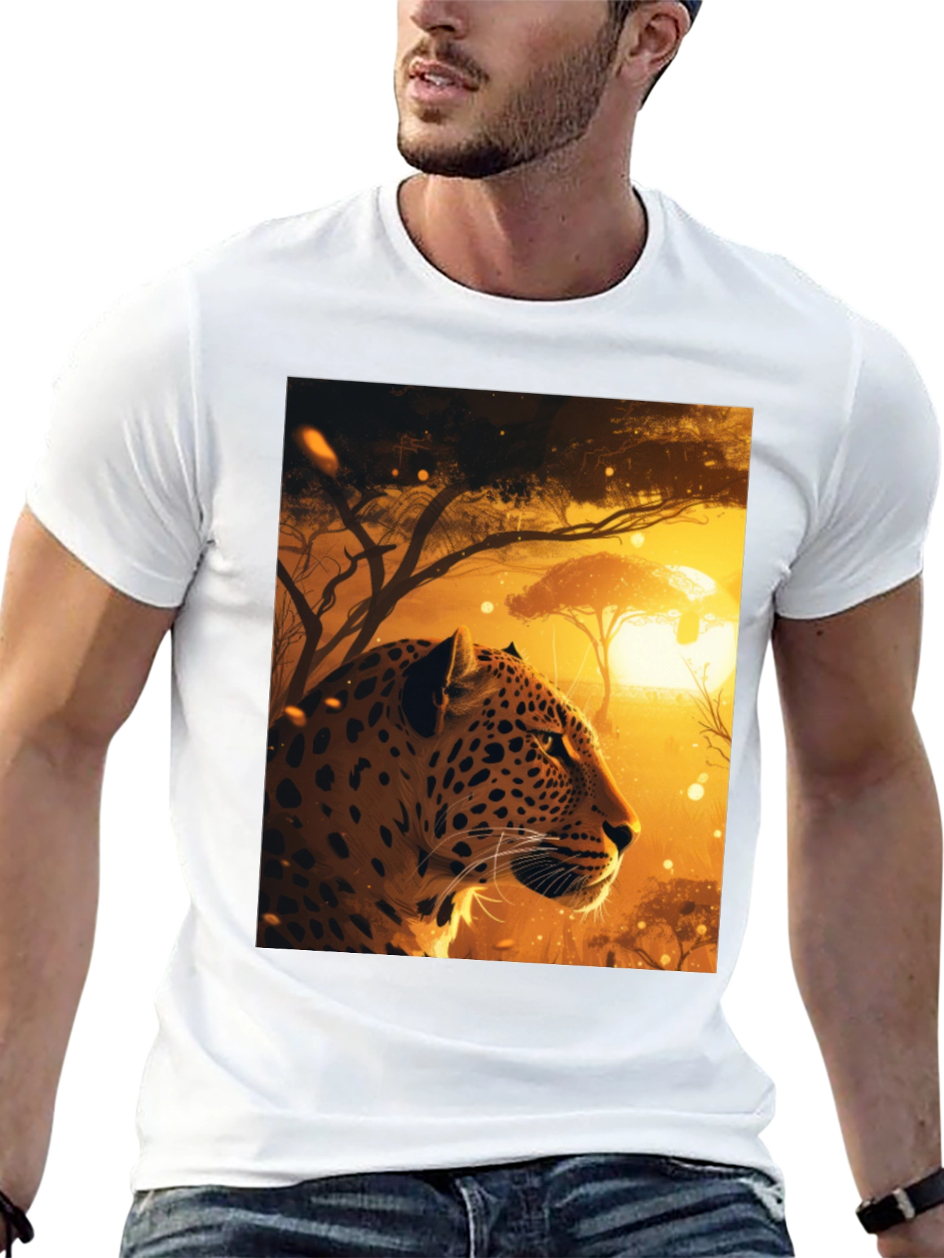 African Leopard Graphic Tee - Black